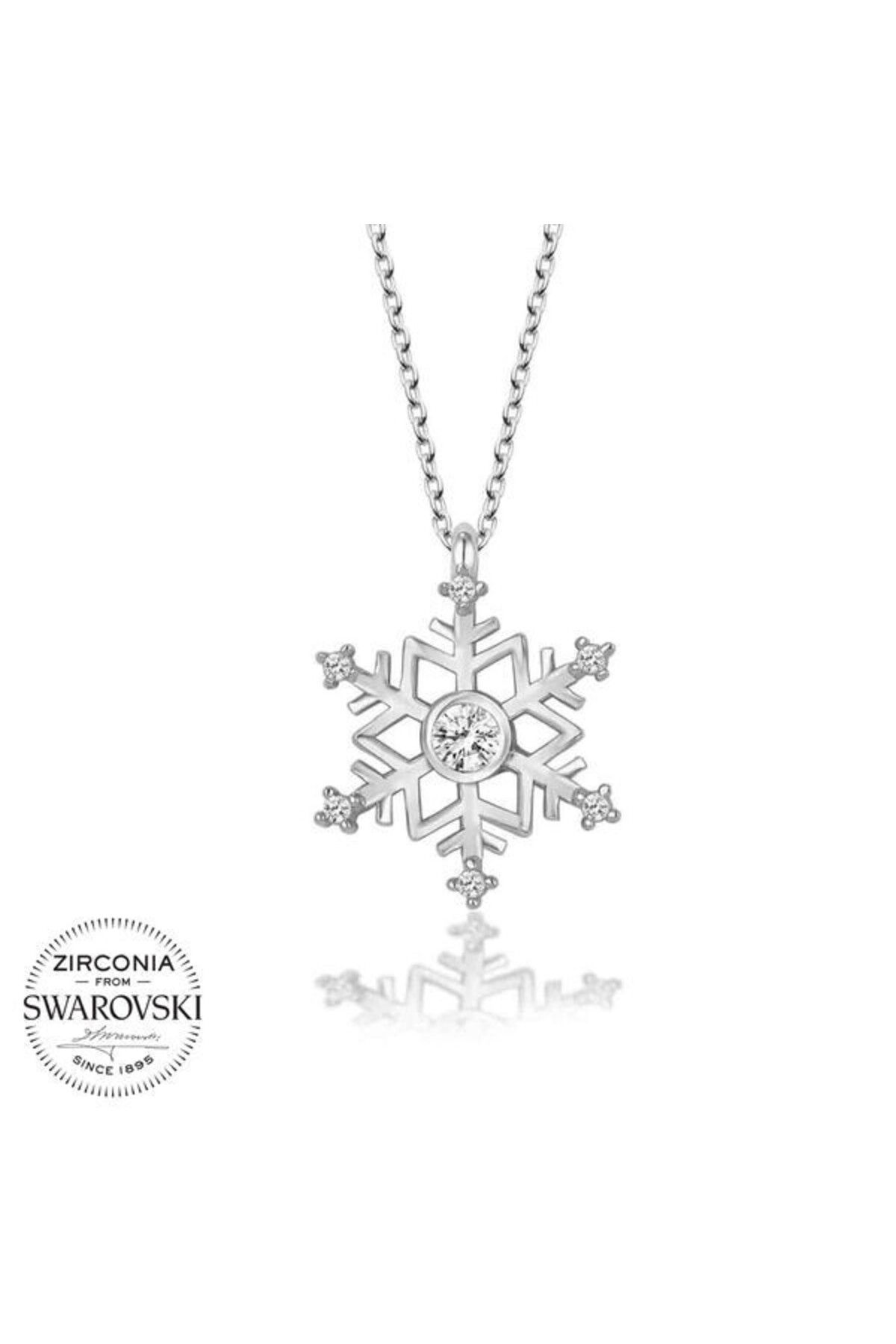 shop Taşlı Kar Tanesi 925 Ayar Gümüş Kolye