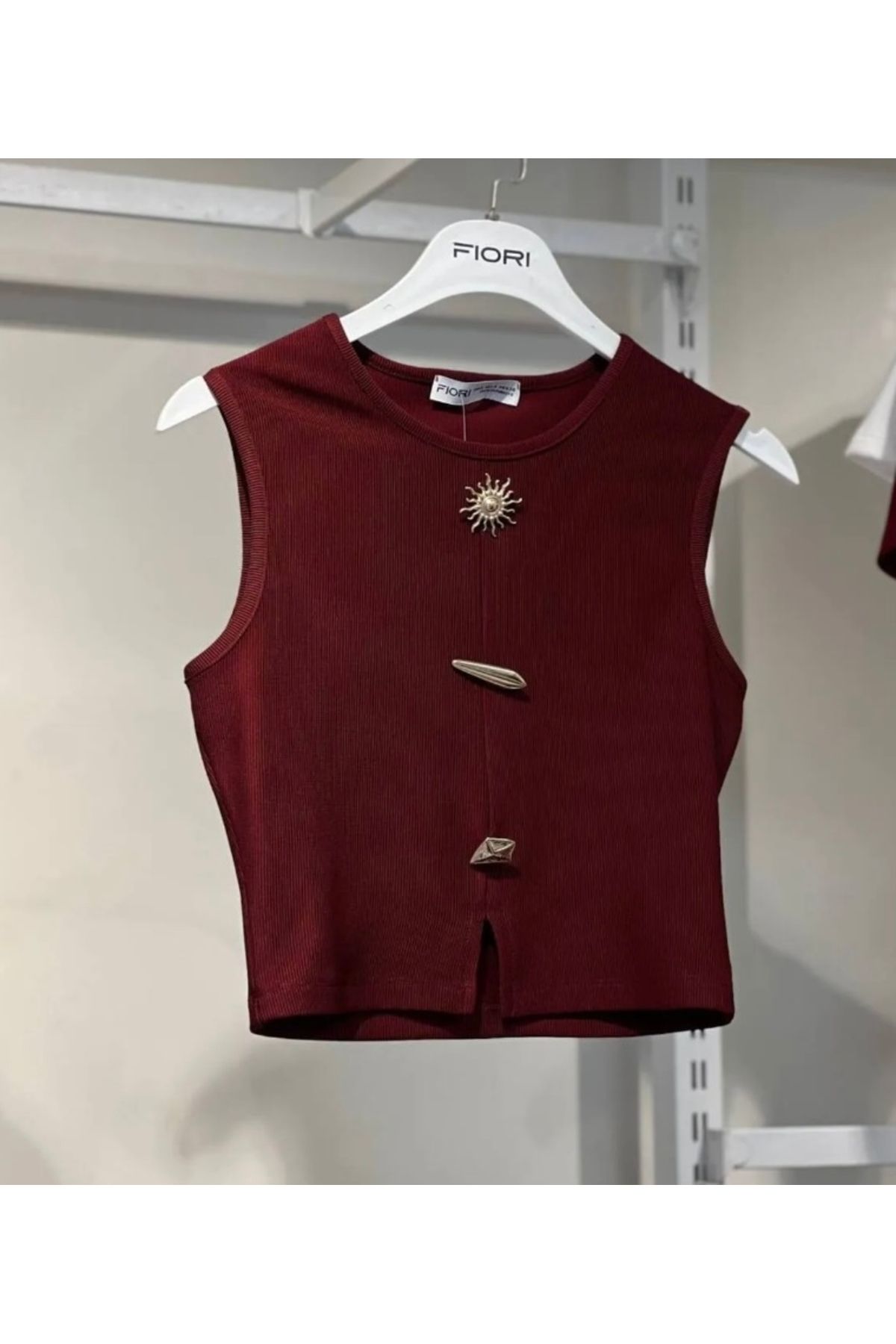 GNC BUTİK Gold detaylı bluz bordo