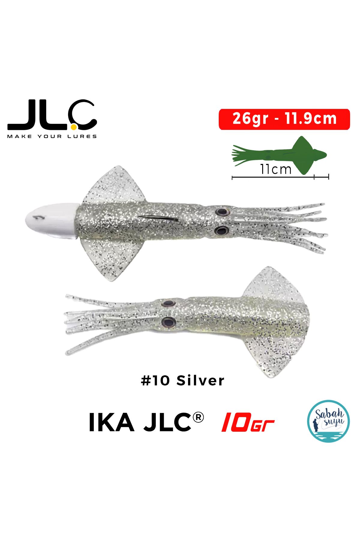 JLC IKA 10 Combo Set 26gr 11.9cm #10 Silver (2+1) Silikon Kalamar