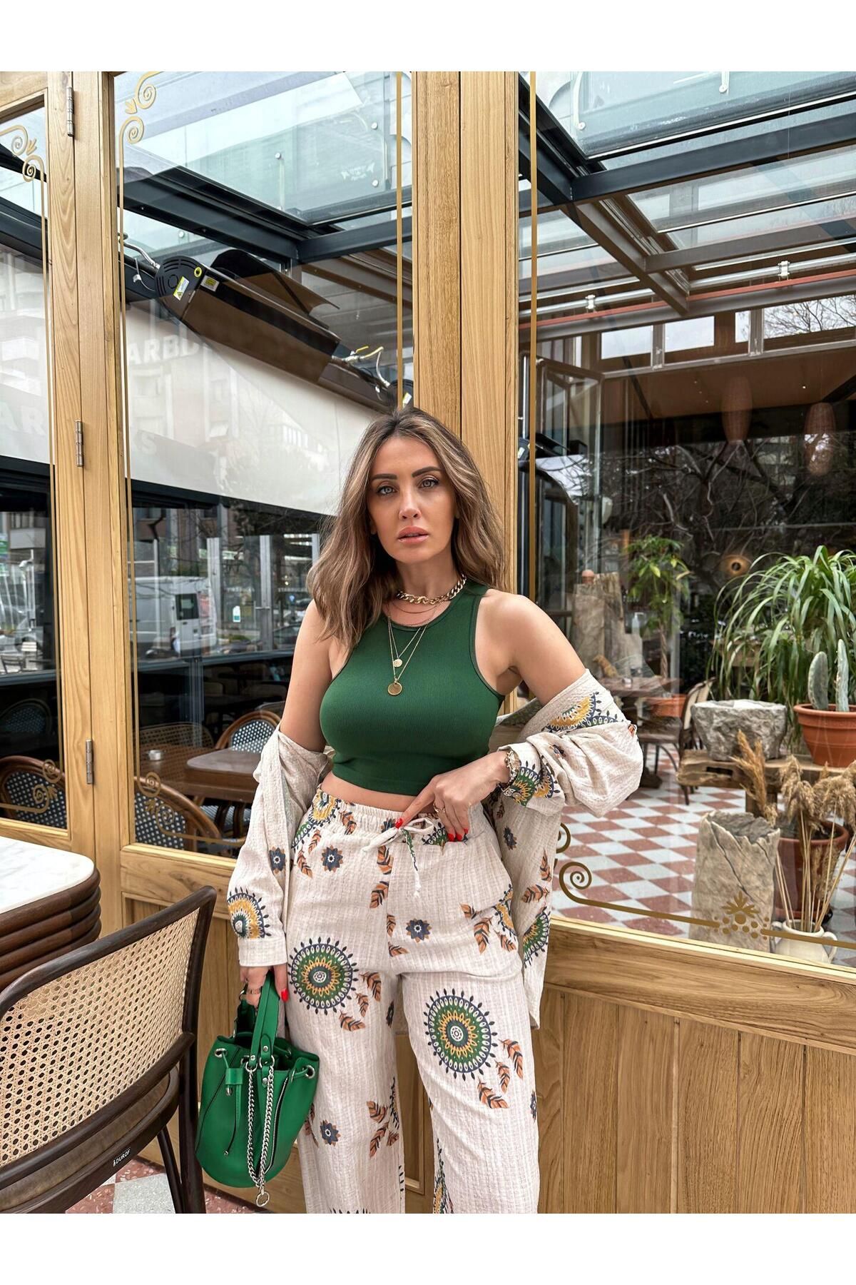 Zerrincan Giyim Yeşil Halter Yaka Crop