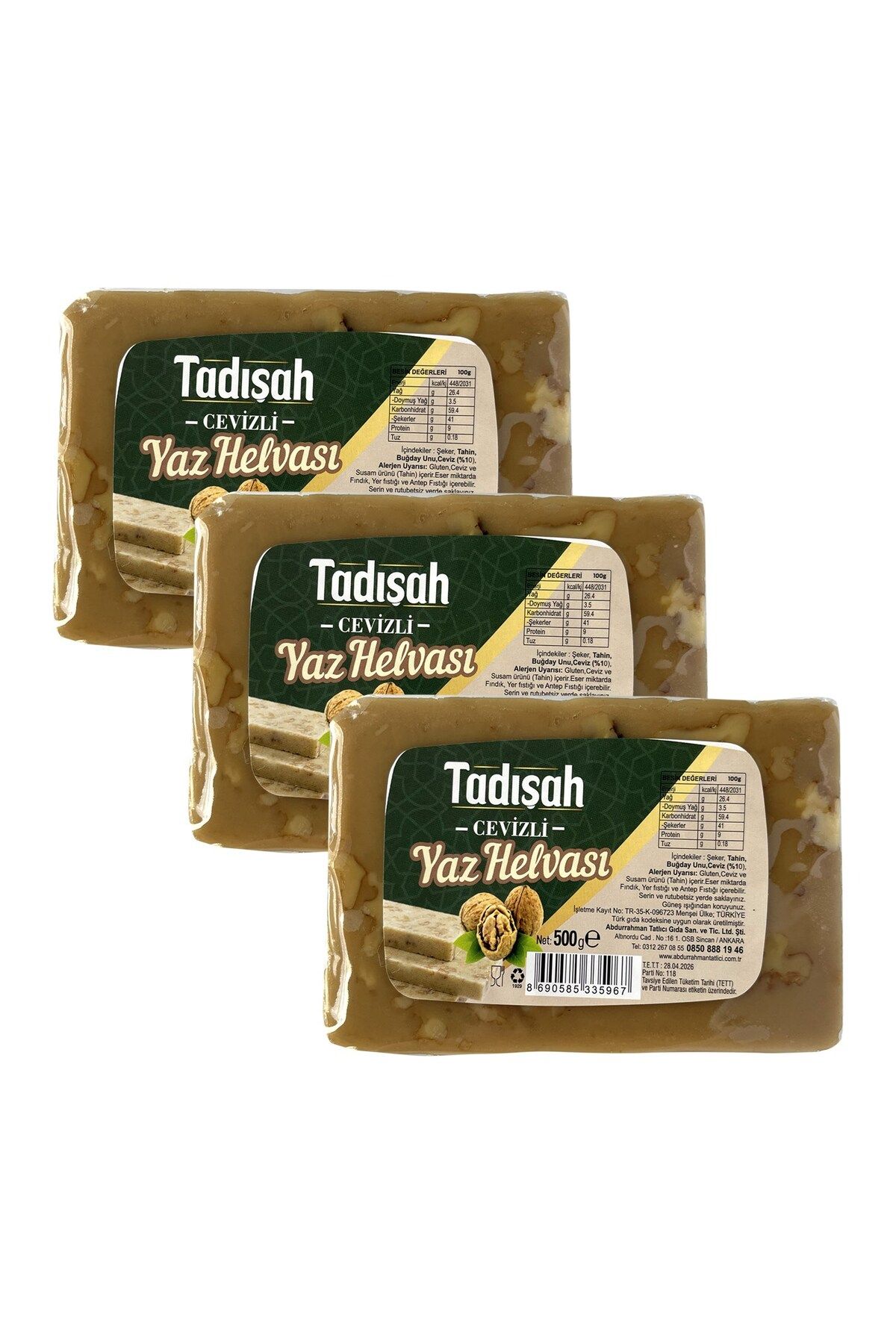 Abdurrahman Tatlıcı Tatlıcı Tadışah Yaz Helvası Cevizli 500 gr x 3 Adet