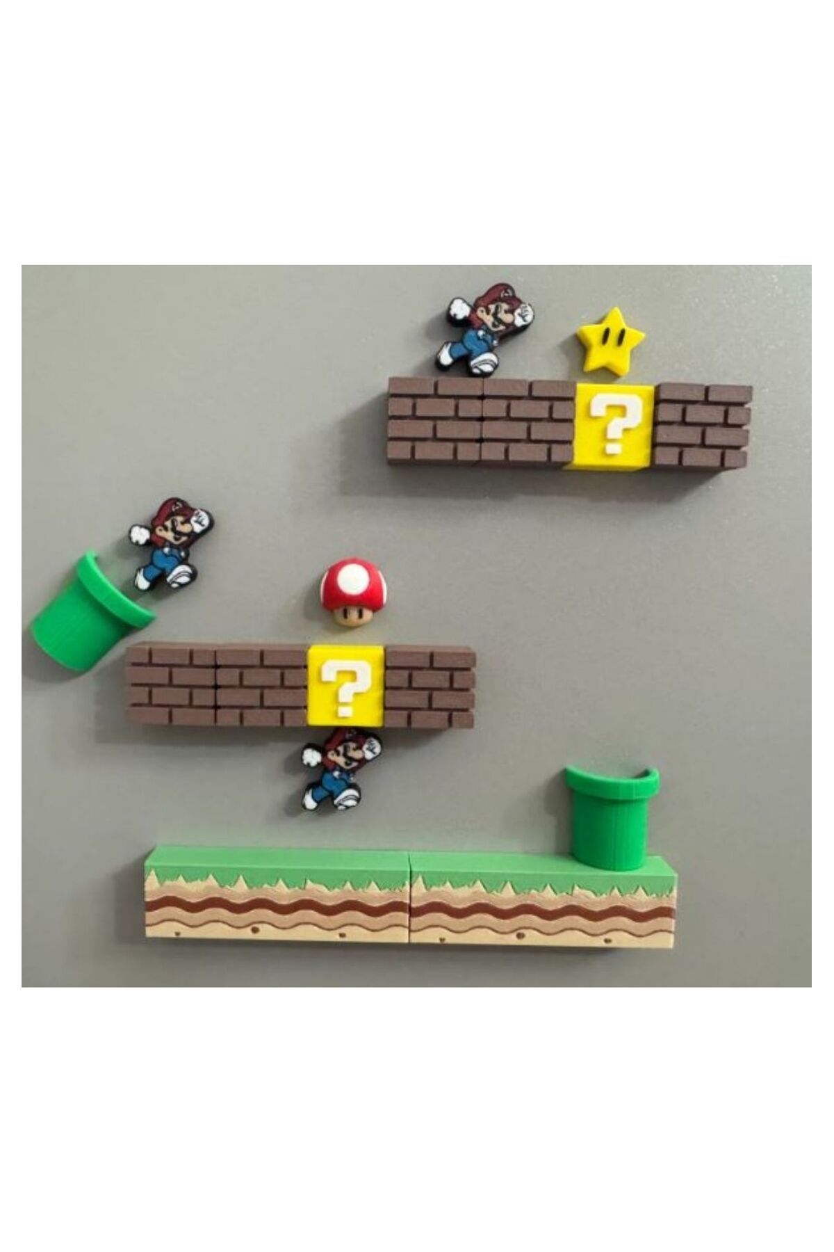 nana home art Super Mario Temalı Dekoratif Magnet Seti – Retro Oyun Sahnesi Tasarımı