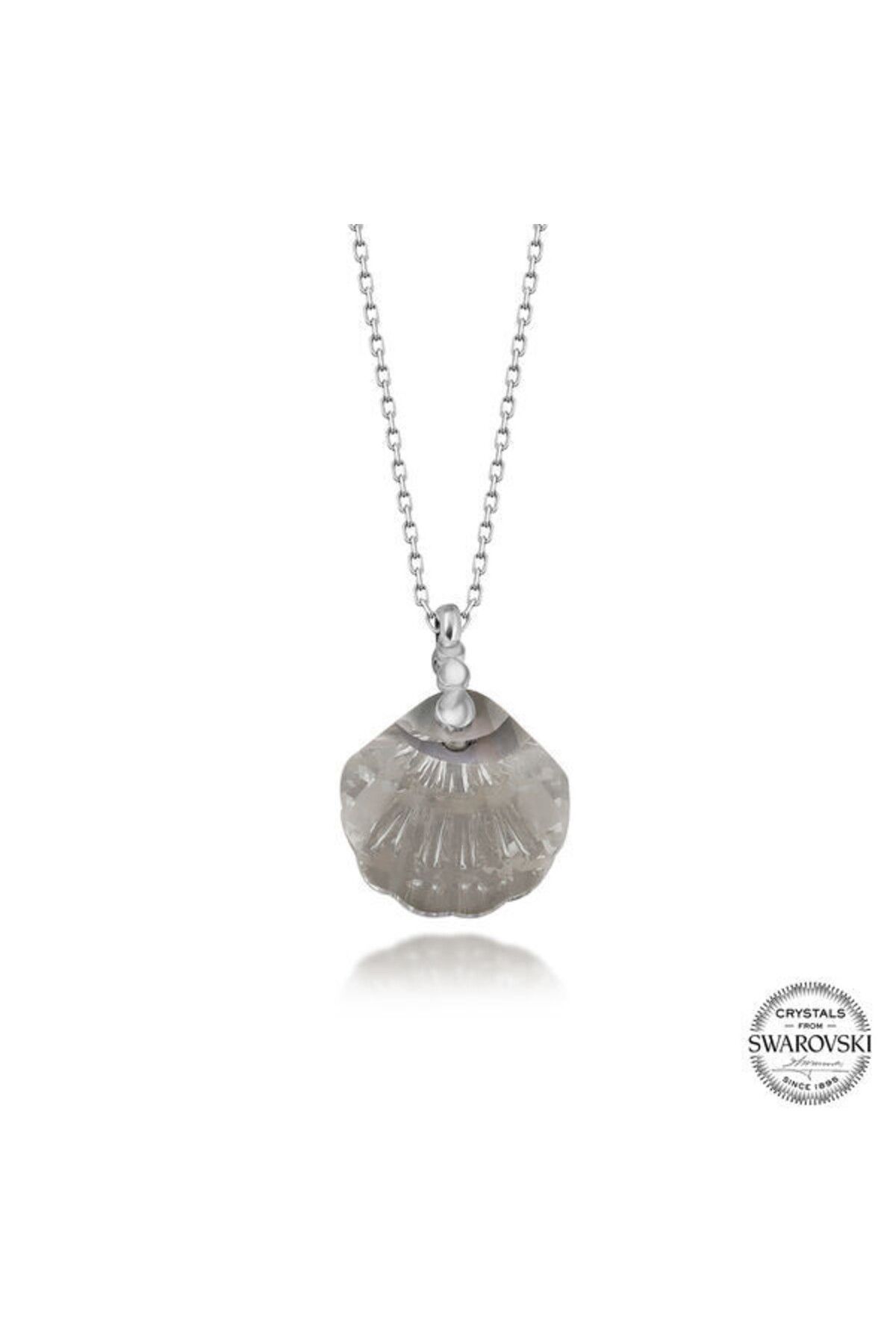 shop Crystal Taşlı Deniz Kabuğu 925 Ayar Gümüş Kolye