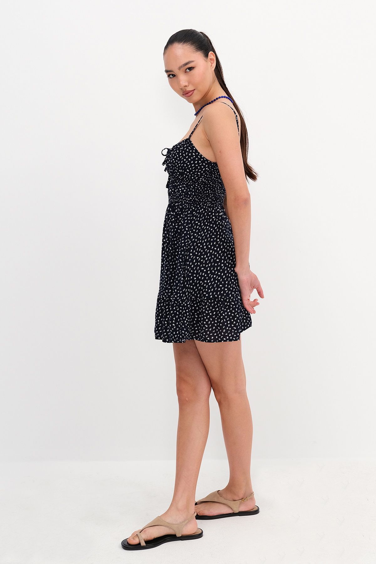 Addax-Adjustable Straps Print Short Dress E16582 5