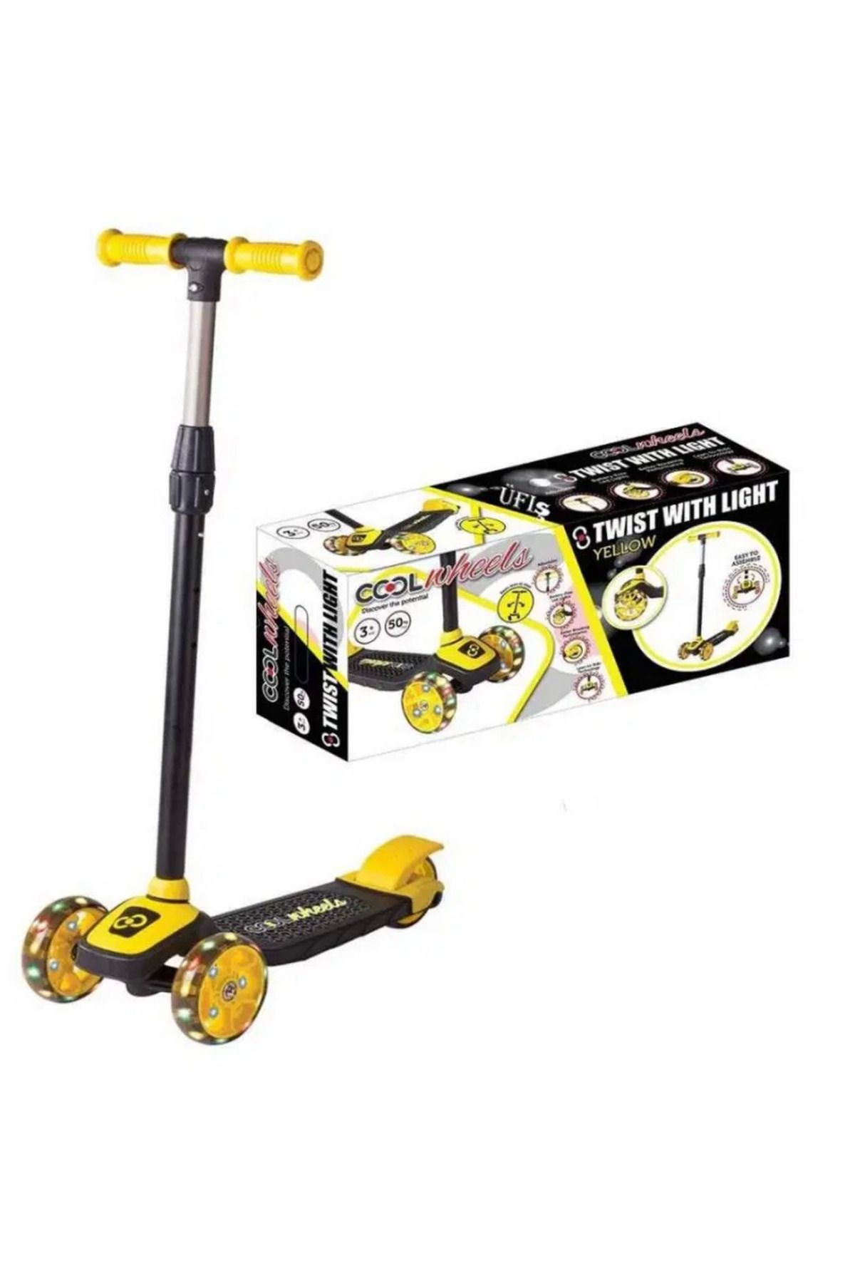 Skygo Cool Wheels Twist Led Işıklı 3 Tekerlekli Scooter Sarı
