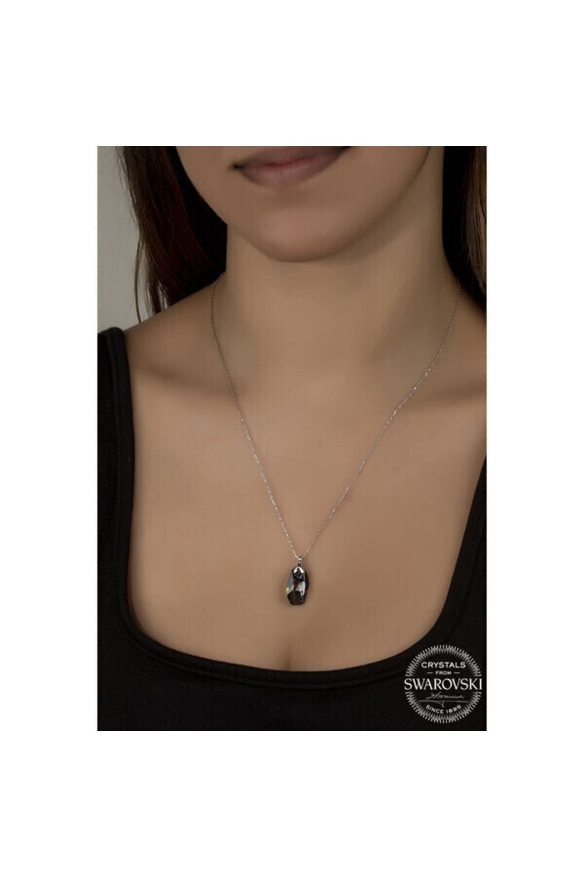 shop Crystal Taşlı Özel Kesim 925 Ayar Gümüş Kolye