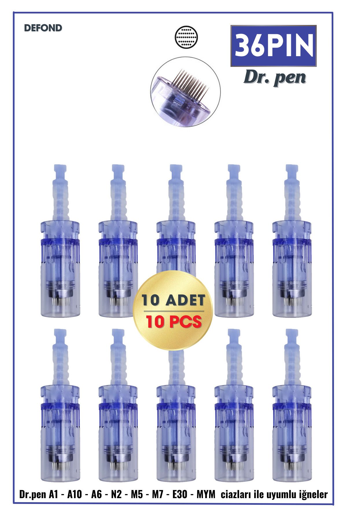 DEFOND Dr Pen A6-a10-a1-n2-m5-m7-e30-mym Uyumlu Iğneleri 10 Adet 36 Pin
