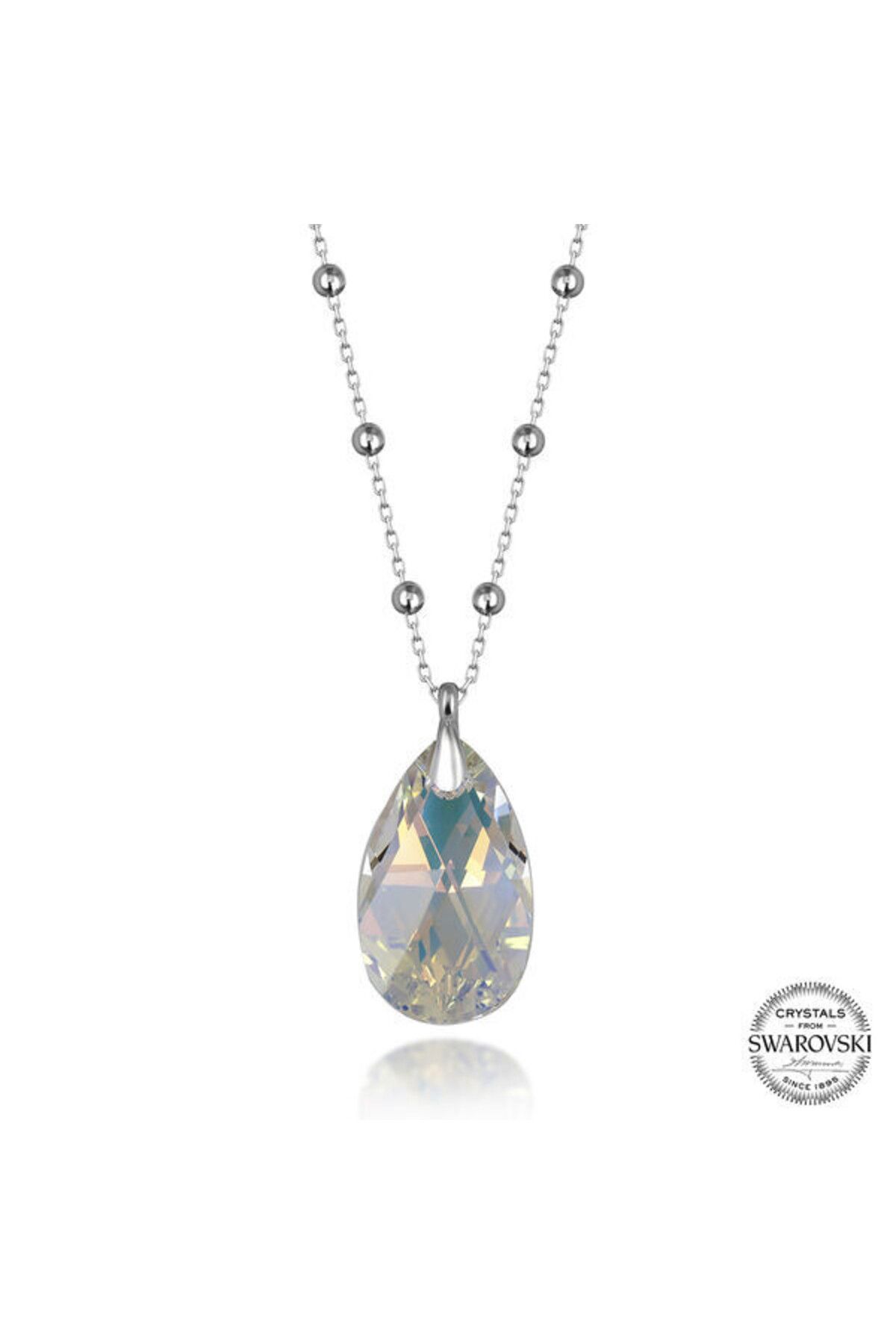 shop Crystal TaşlıDamla Top Zincir 925 Ayar Gümüş Kolye