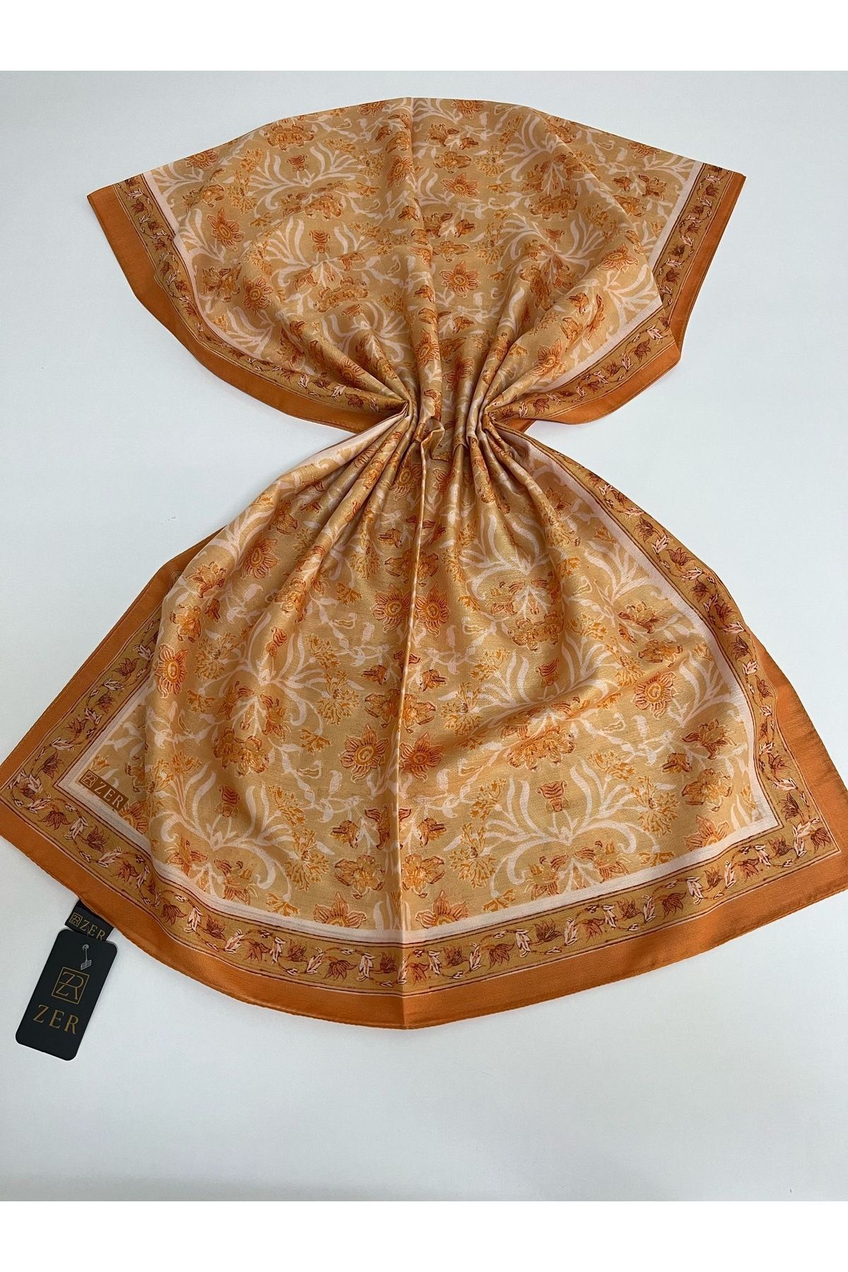 Butik Yeni Kaymayan Çiçek Desenli Soft Organik Zer Şal