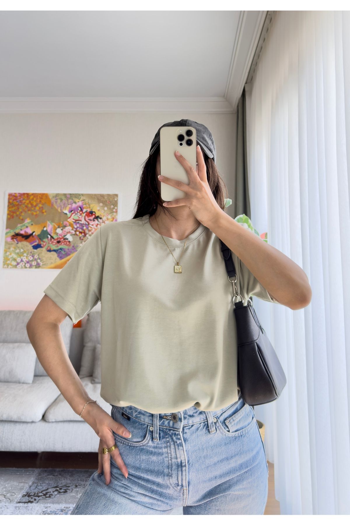 miyuko Kadın Basic Bisiklet Yaka Yumuşak Os T-Shirt