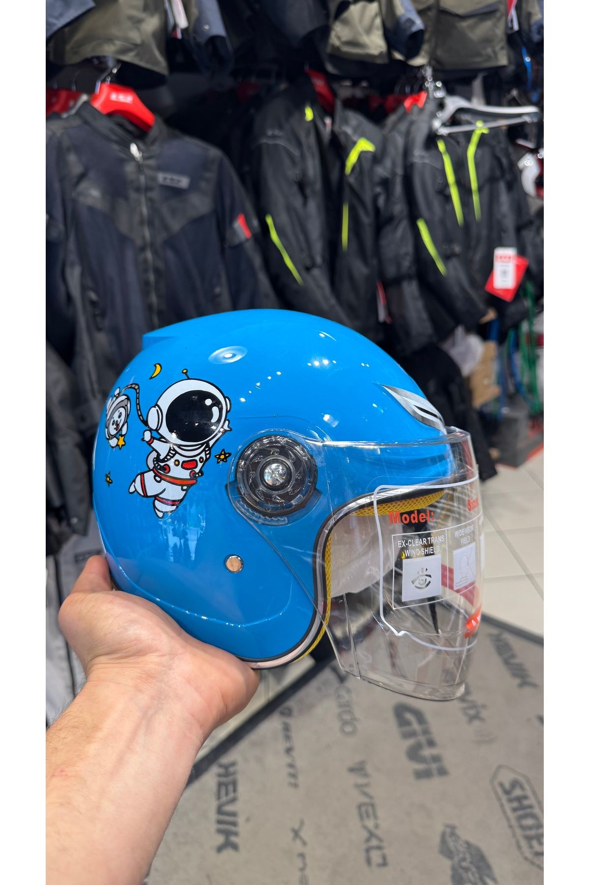 Kask Sevimli yarım mavi çocuk kaskı