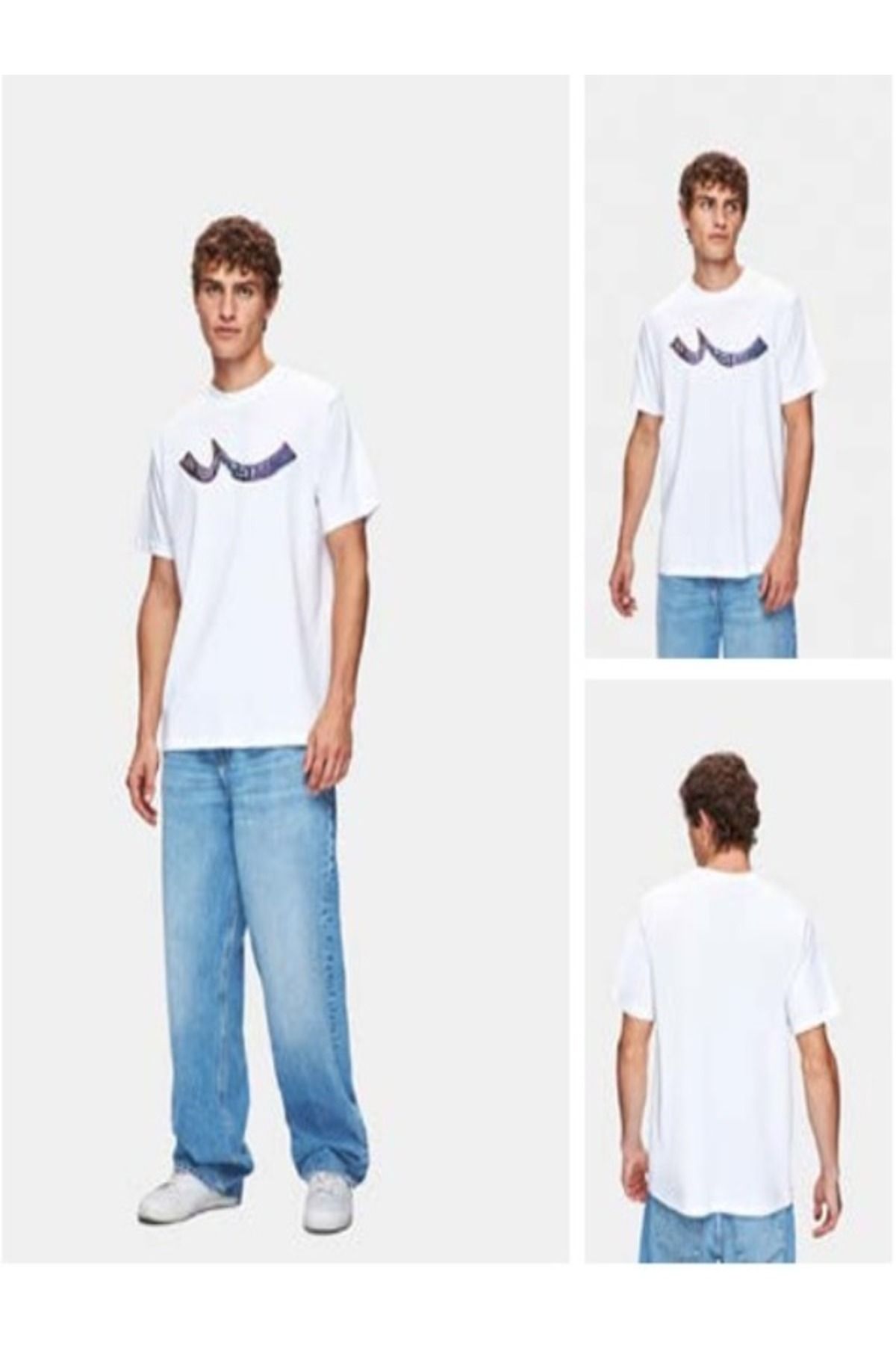 Ltb BEYAZ MOR DESENLİ ERKEK T-SHIRT