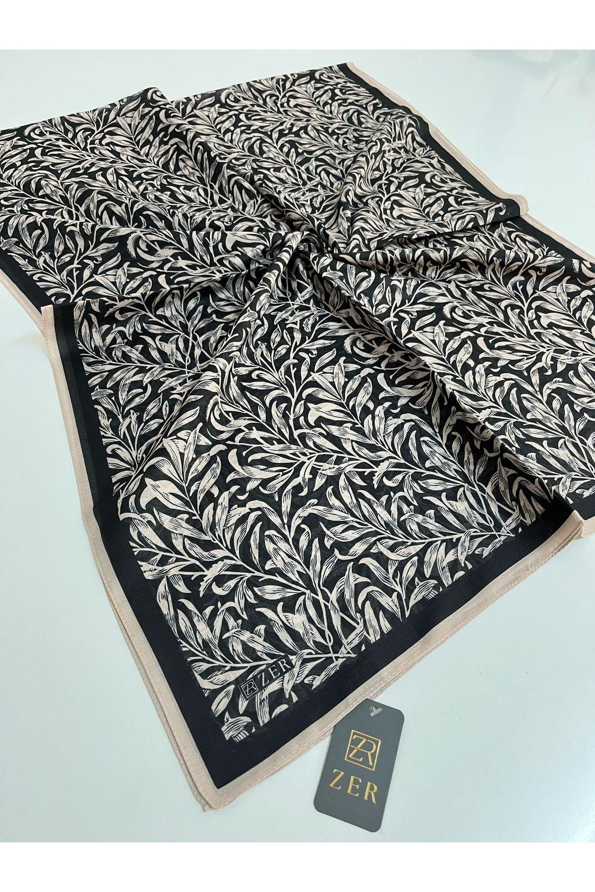 Butik Yeni Kaymayan Yaprak Desenli Soft Organik Zer Şal