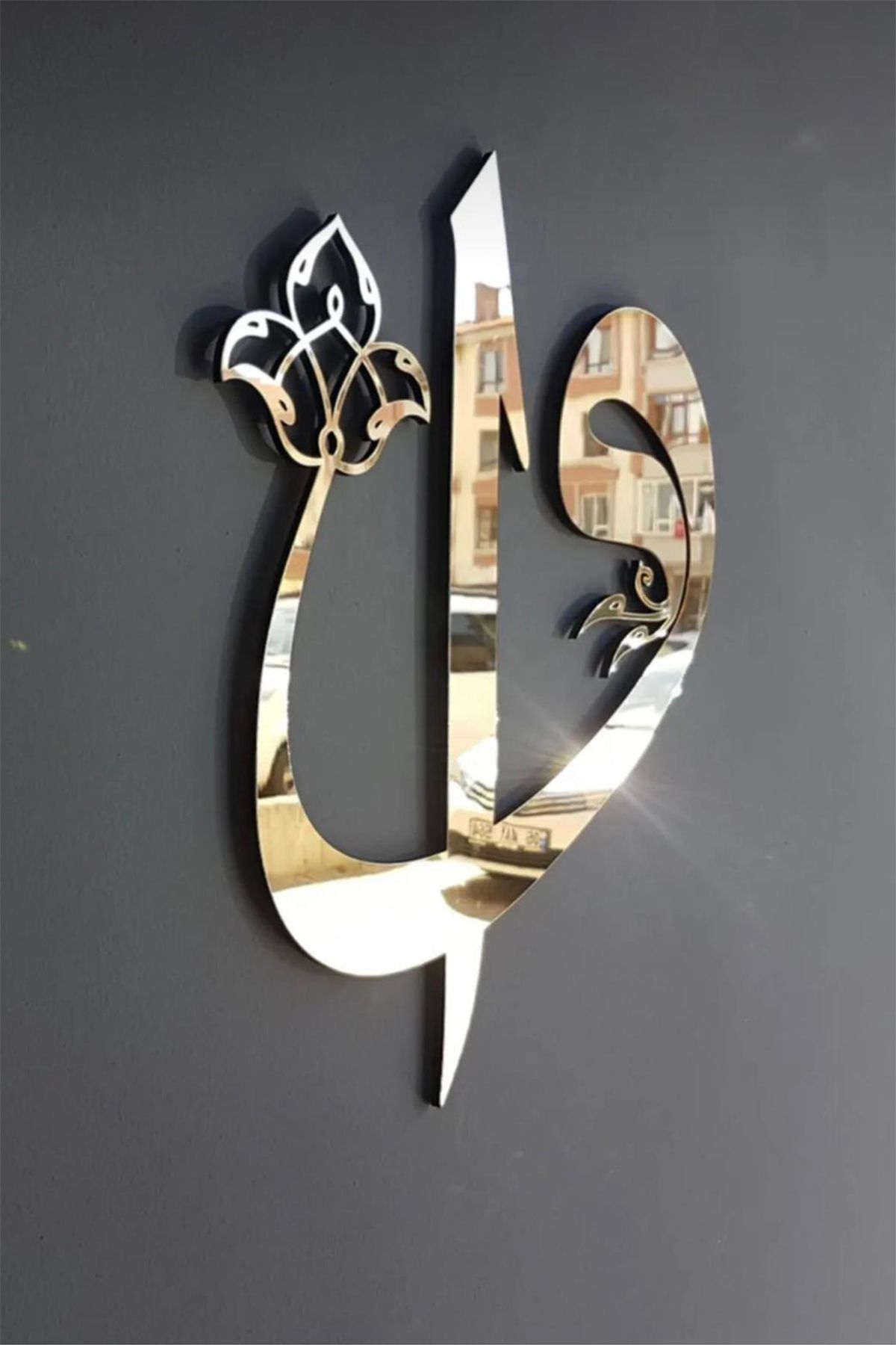 Gültekin Group Vav Elif Yazılı Gold Pleksi Aynalı Mdf Dekoratif Tablo