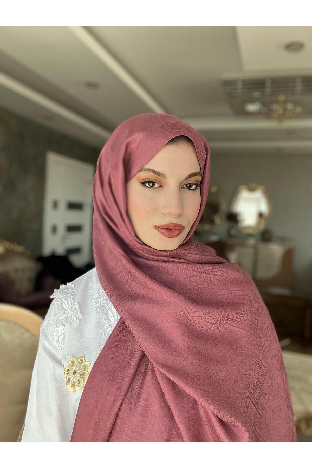 Lavena scarfs Etnik Monogram Safir Şal - Pembe