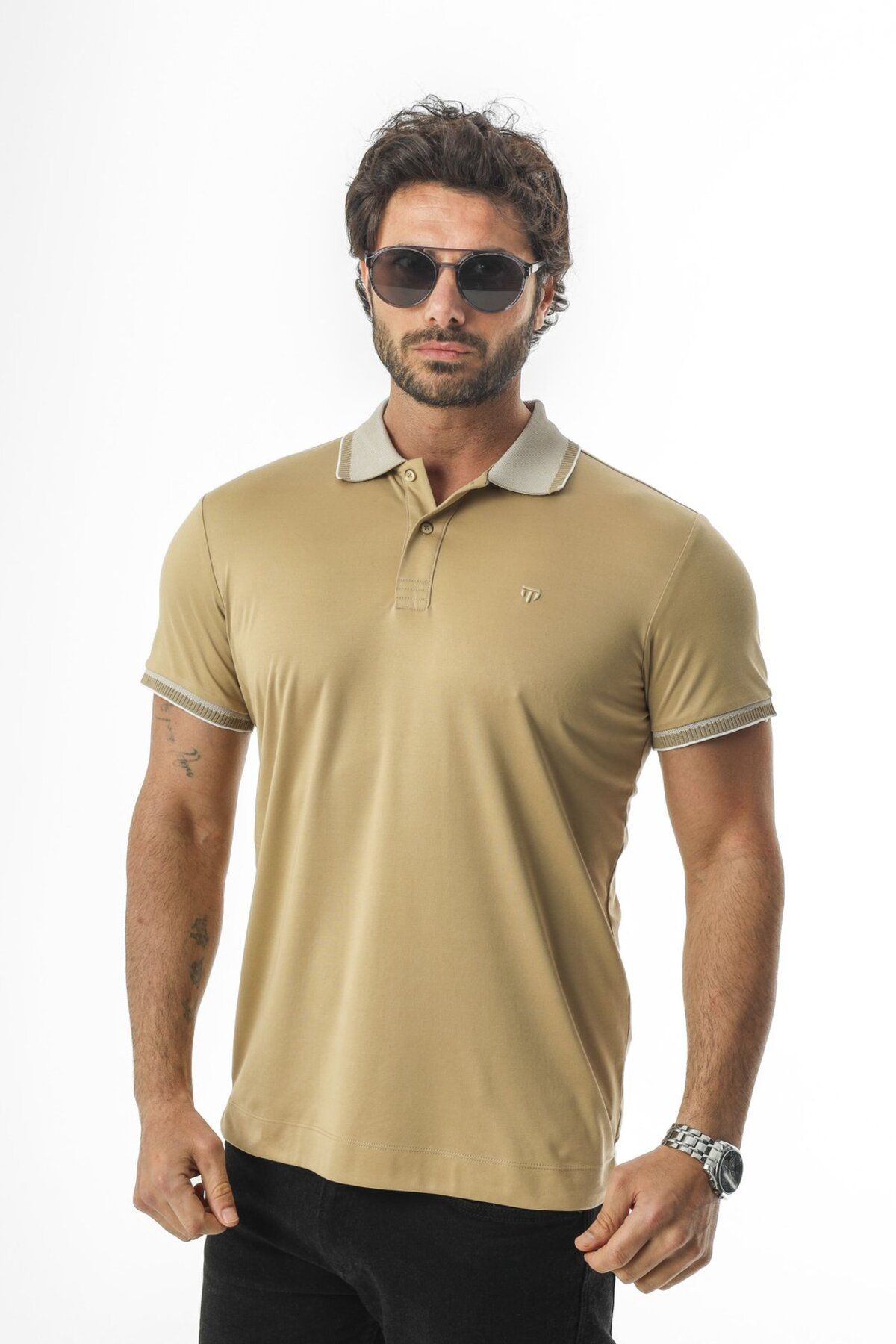 Tony Montana Polo Yaka Düğmeli Yakası Baskılı Pamuk T-Shirt-6277