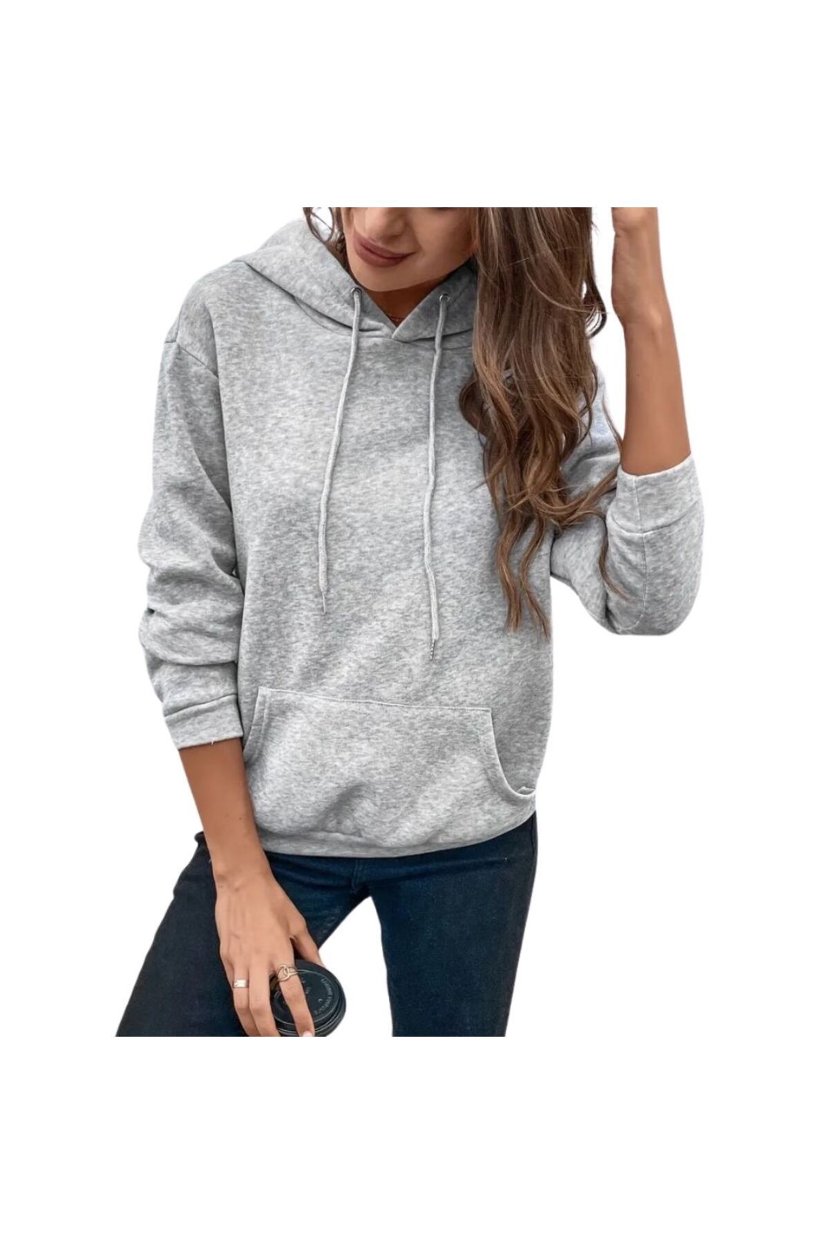VERSCOVE Sweatshirt kanguru cepli kapişonlu 2 iplik penye Mevsimlik Rahat kalıp