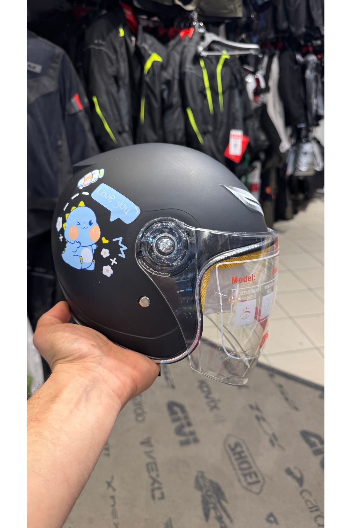Kask Sevimli yarım çocuk kaskı mat siyah