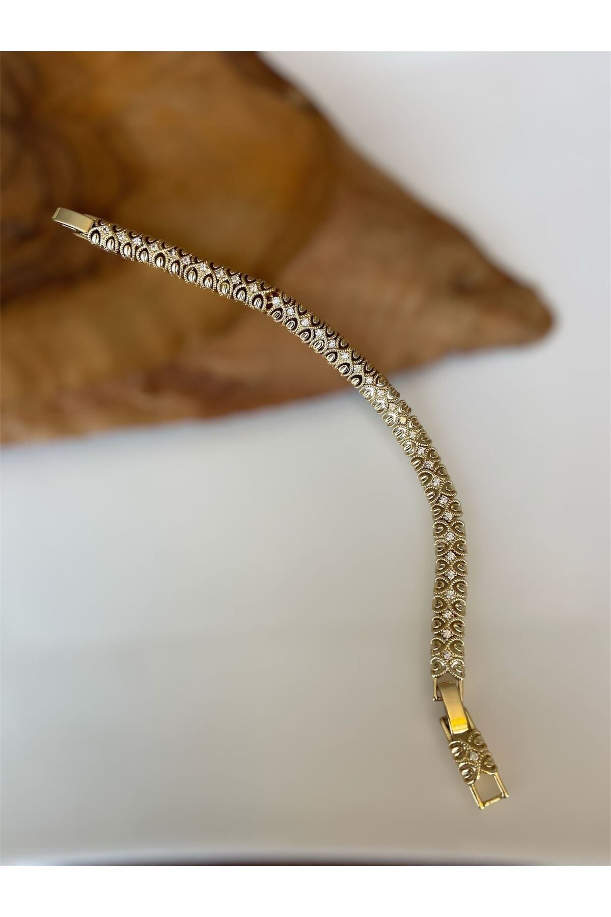 Allen Accessories ÇELİK GOLD ZİRKON TAŞLI BİLEKLİK
