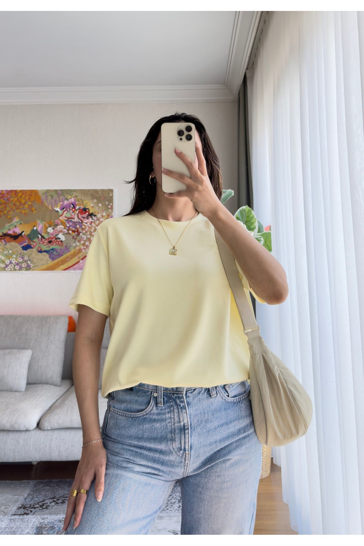 miyuko Kadın Basic Bisiklet Yaka Yumuşak Os T-Shirt