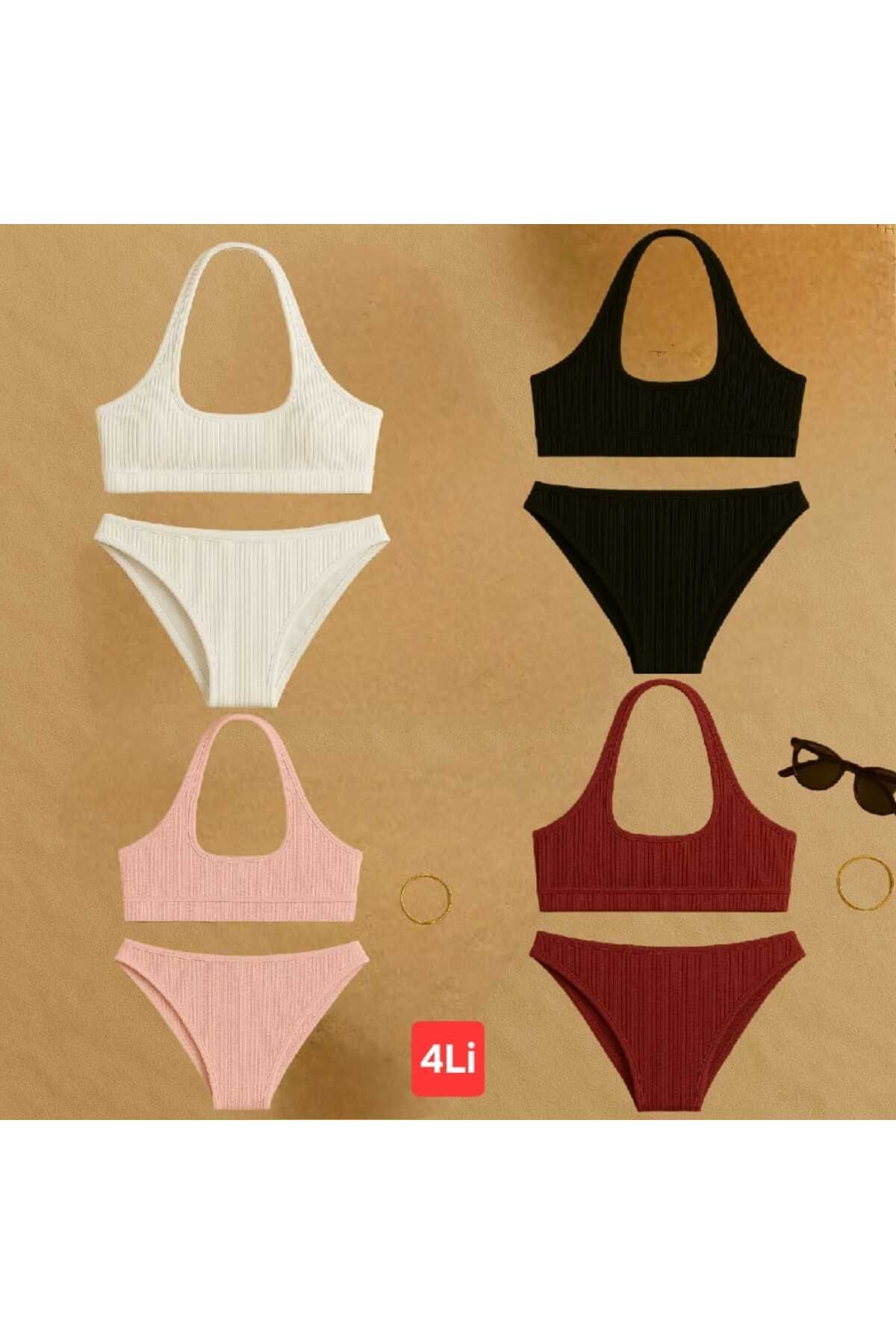 Stail Moda 2li Kadın Bordo+Siyah TAKIM Kaşkorse KUMAŞ Seamless Tanga Sütyen Takım2025