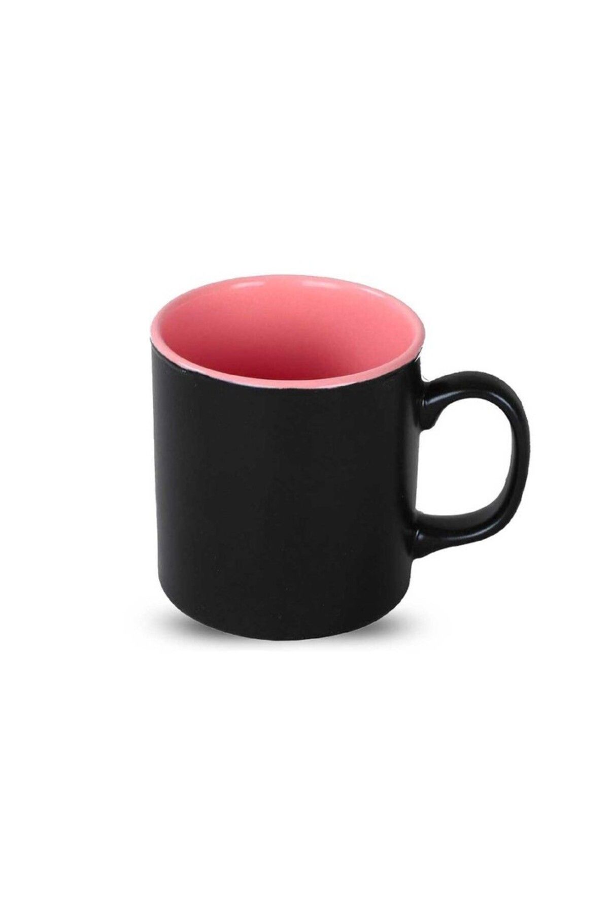Popilero Mat Siyah Pembe Silindir Kupa