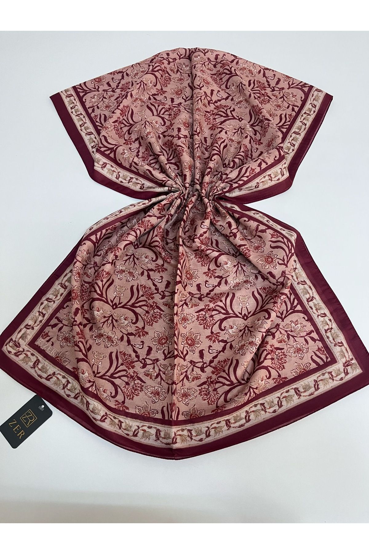Butik Yeni Kaymayan Çiçek Desenli Soft Organik Zer Şal