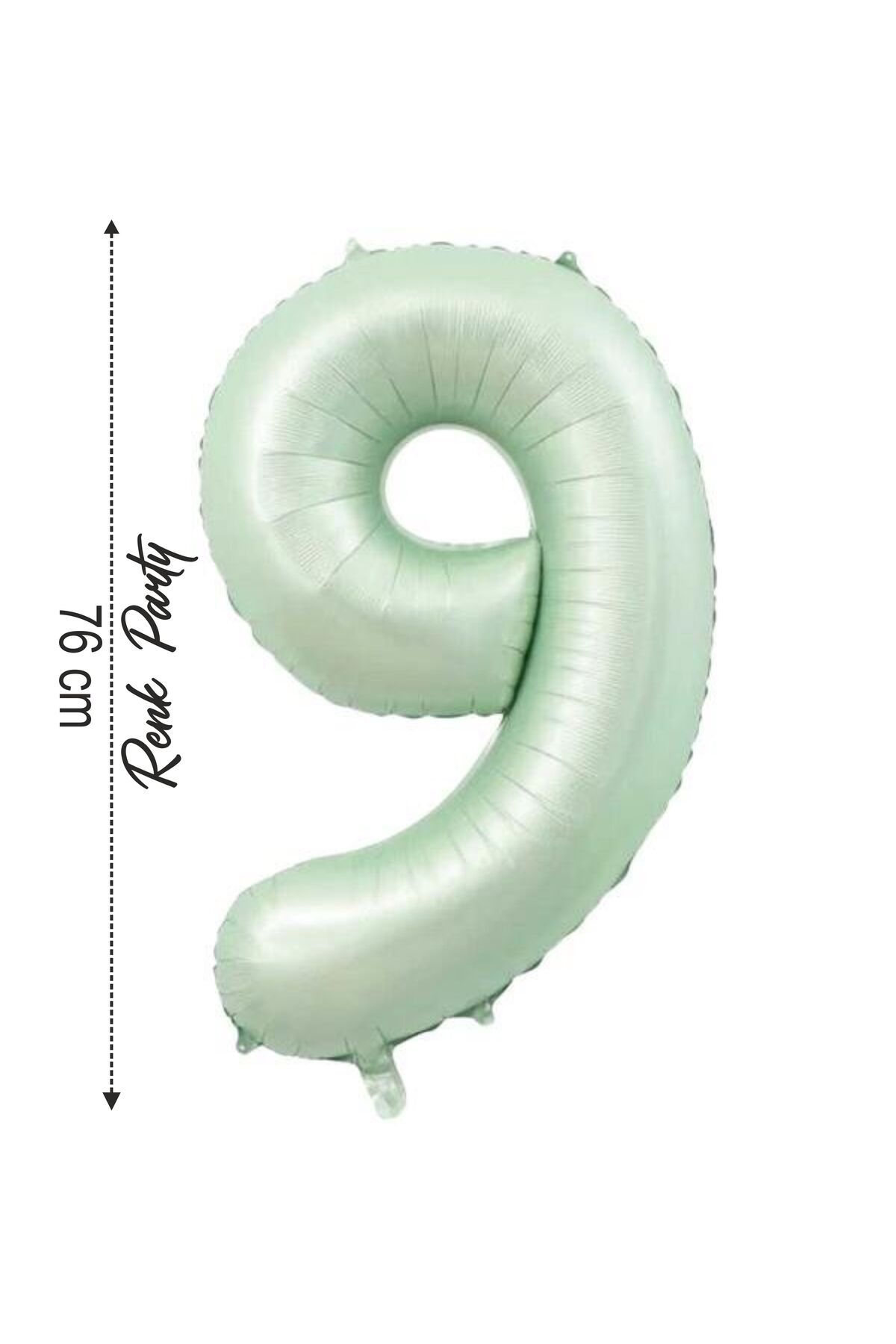 renk party Folyo Balon 9 Rakamı Helyum Balon 76 Cm Yeşil Renk - 9 Yaş Balonu - 9 Rakam Balon - 34 Inch