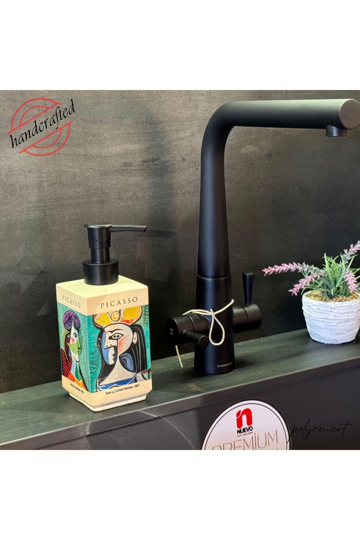Polyconart SIVI SABUNLUK PABLO PİCASSO UV BASKILI BANYO MUTFAK BETON SABUNLUK 250ml BULAŞIK DETERJANI