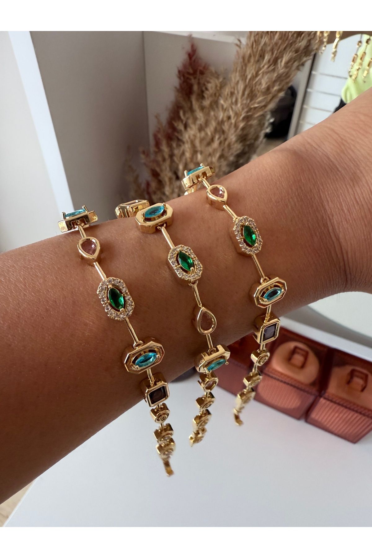 ACCESSORYHUB Renkli taşlı bileklik bileklik