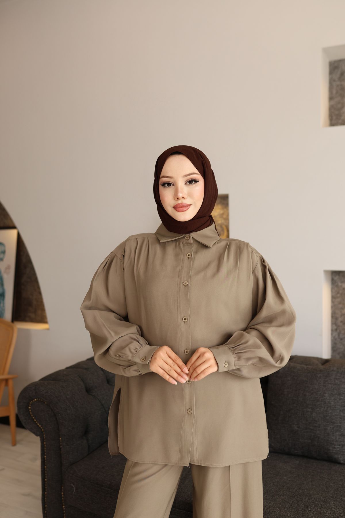 Butik Gömlek Pantolon Tesettür Kadın Seti