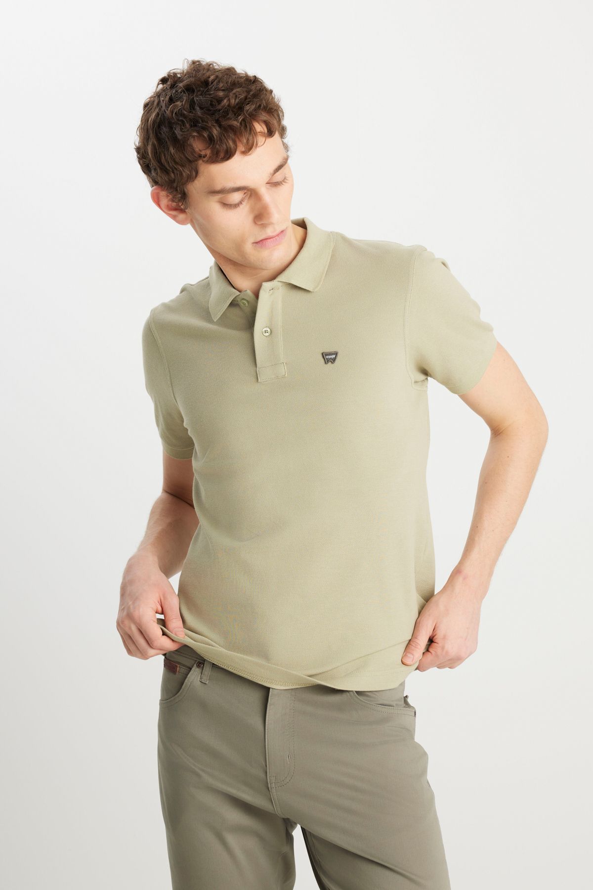 WRANGLER MW7D5K4XX2T37Y Yeşil Erkek Kırılmaz Polo Yaka T-shirt