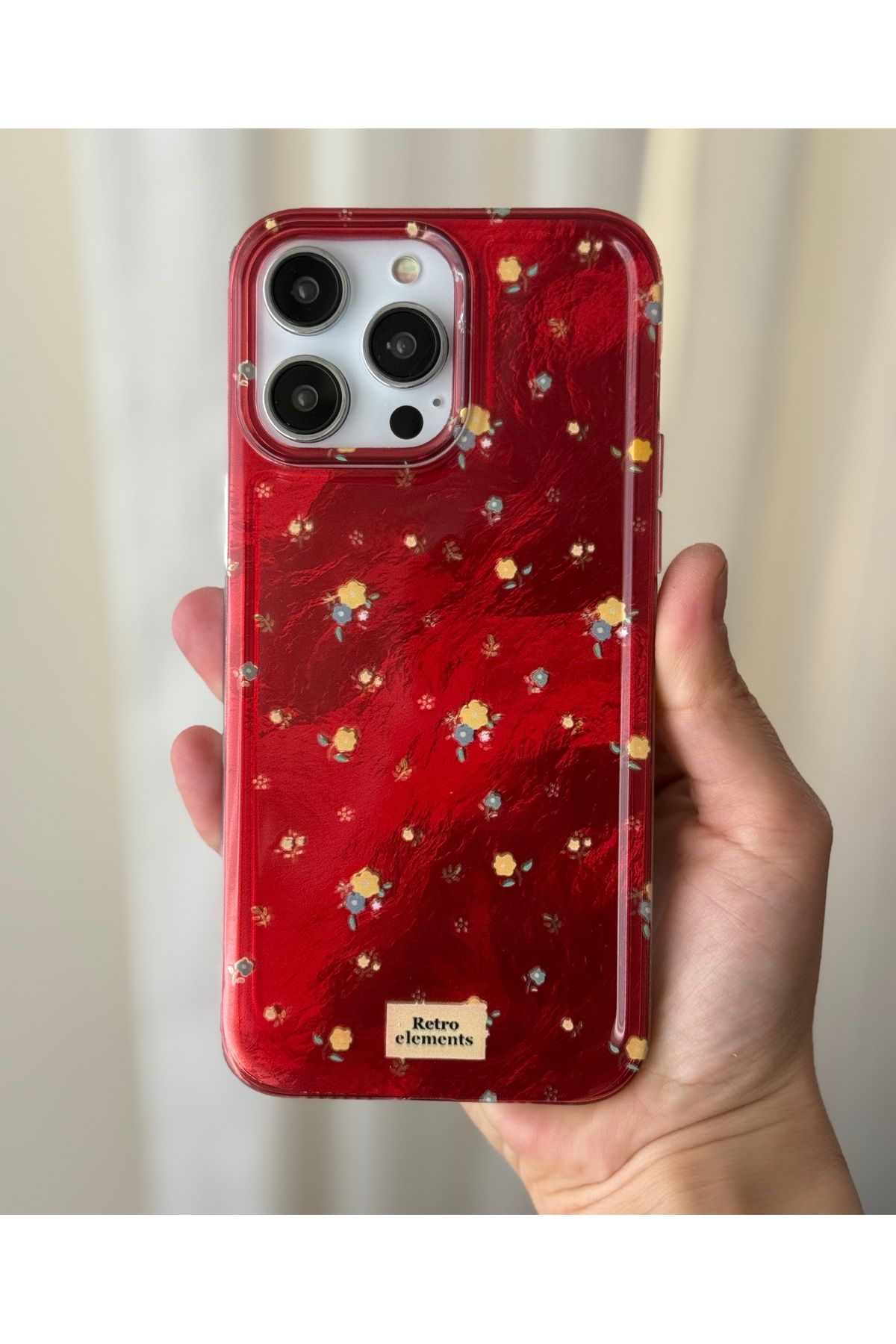 FİŞNEİLETİŞİM İPHONE 14 PRO UYUMLU ÇİÇEK DESENLİ HOLOGRAMLI KILIF