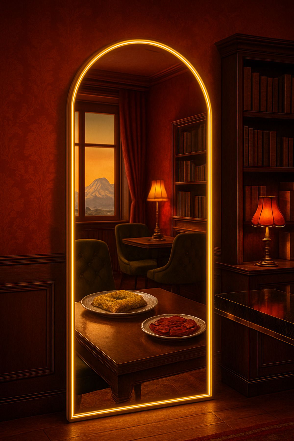 Öz Funda Cam Yeni Nesil Işıltı: LED Işıklı Lüks Retro Tasarım Ayna (180x70 cm)