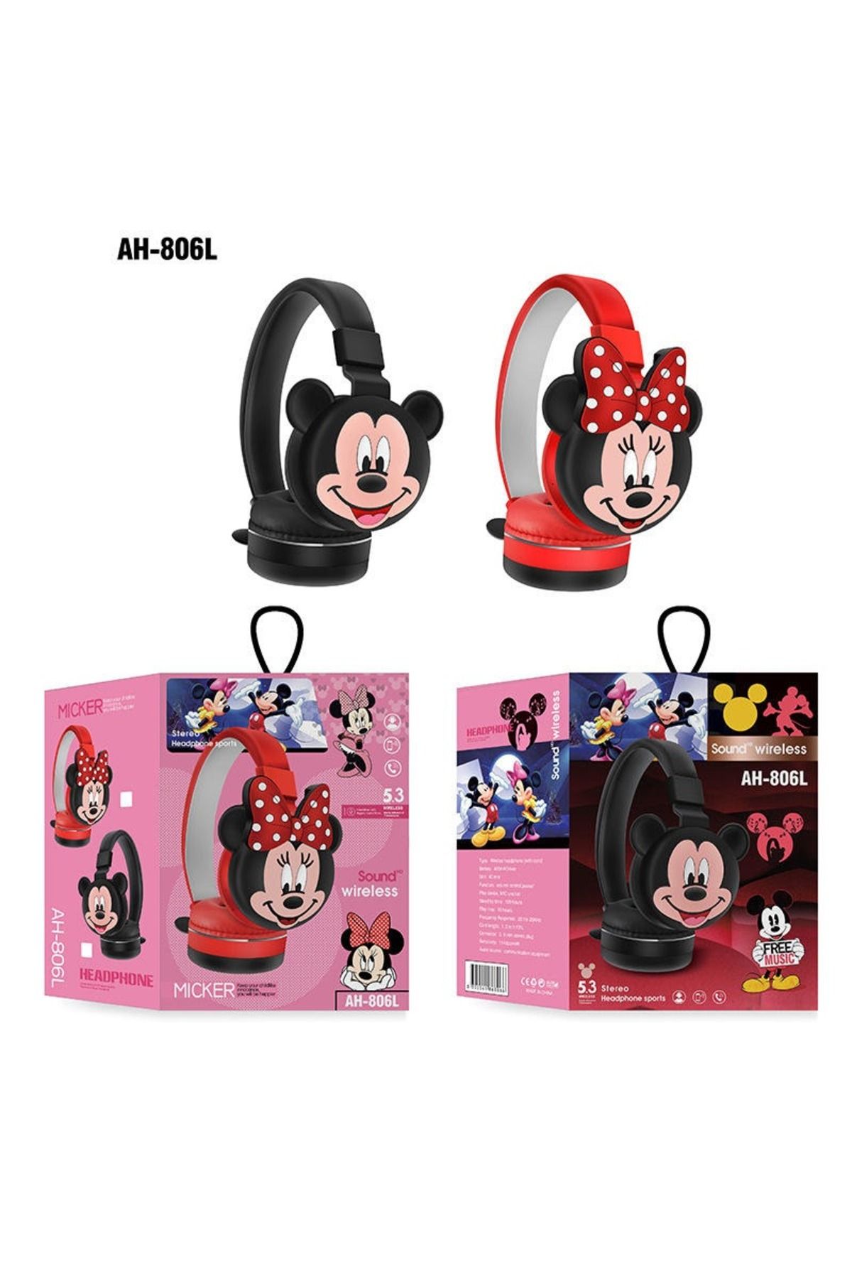 Generic-Kids Wireless Bluetooth Headset AH806L( Red) | Foldable, Safe Volume, Fun Design, Lightweight 3