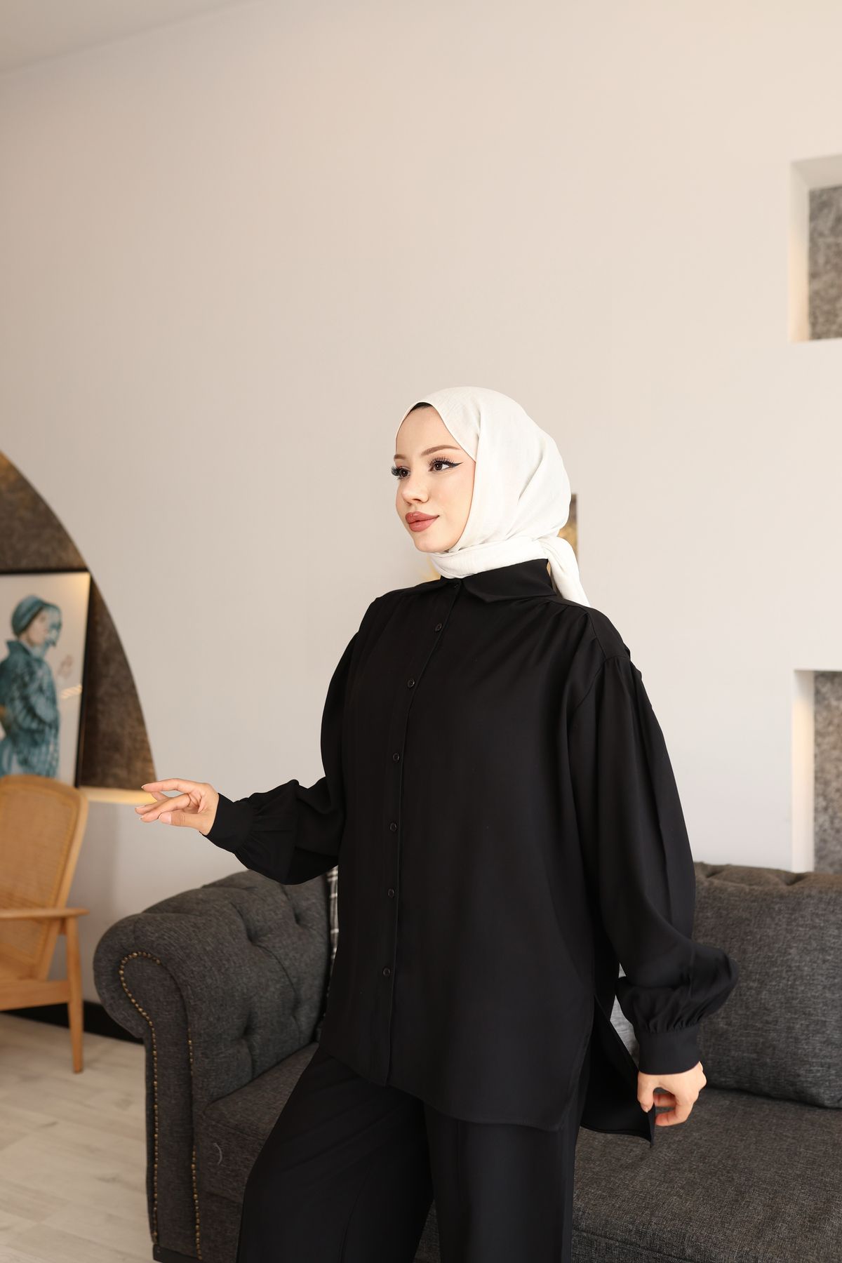 Butik Gömlek Pantolon Tesettür Kadın Seti