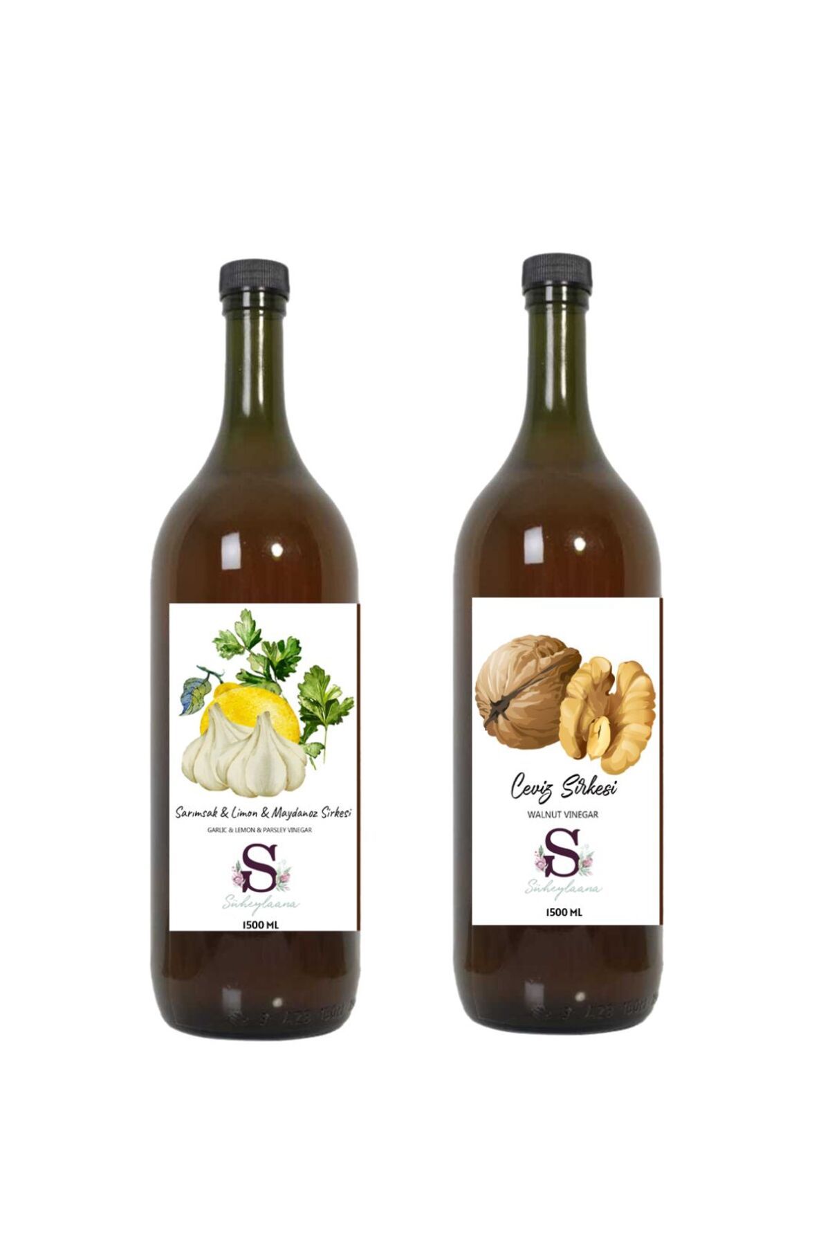 Süheylaana Doğal Sarımsak & Limon & Maydanoz Sirkesi 1500 Ml - Doğal Ceviz Sirkesi 1500 Ml