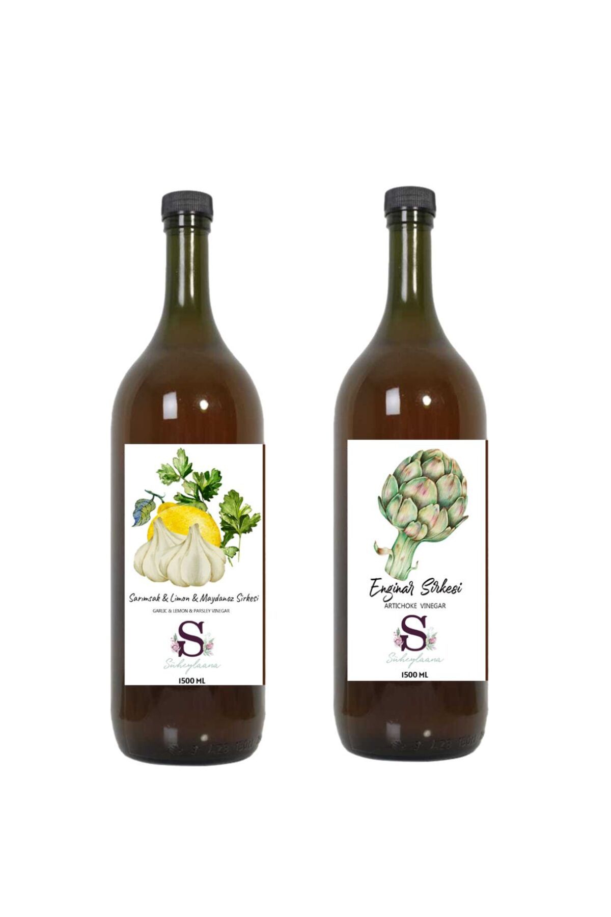 Süheylaana Doğal Sarımsak & Limon & Maydanoz Sirkesi 1500 Ml - Doğal Enginar Sirkesi 1500 Ml