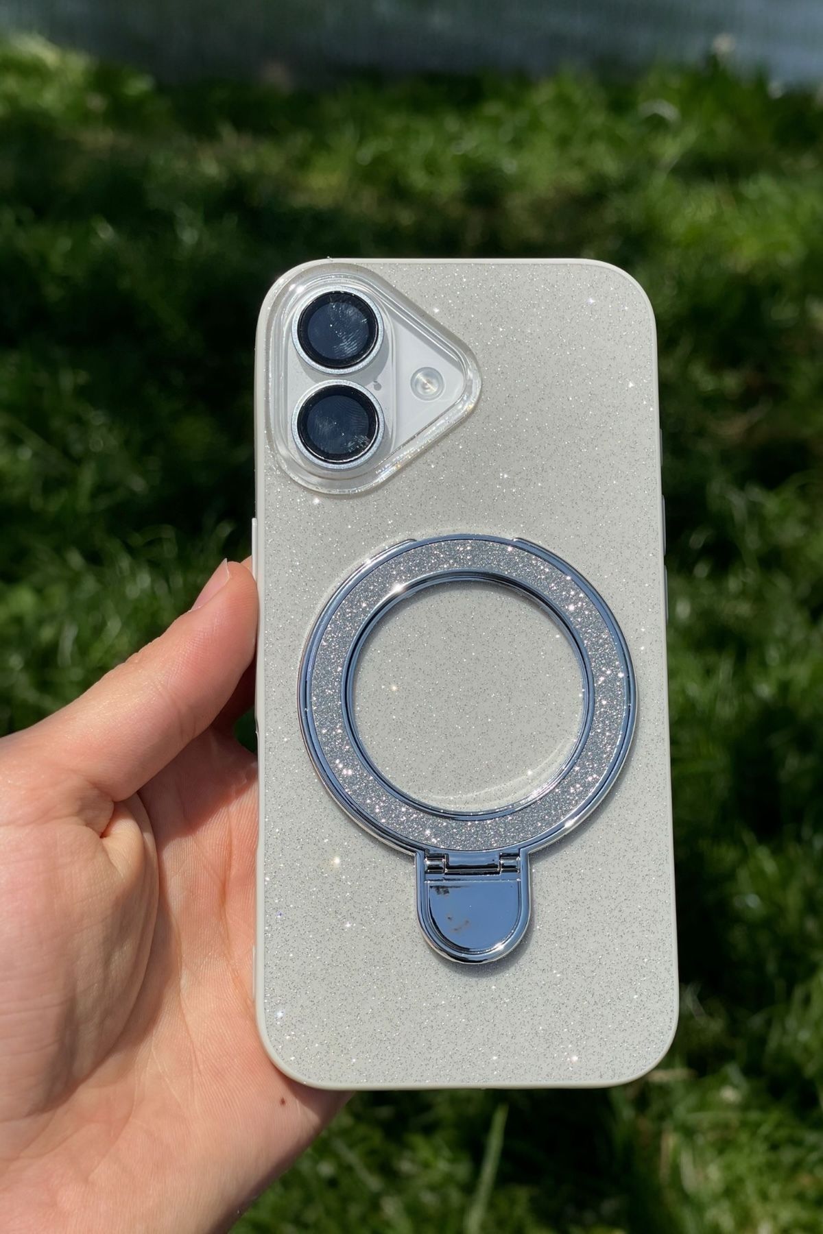 ProNorth Apple İphone 16 Uyumlu Kılıf Simli Standlı Tasarım Premium Kılıf