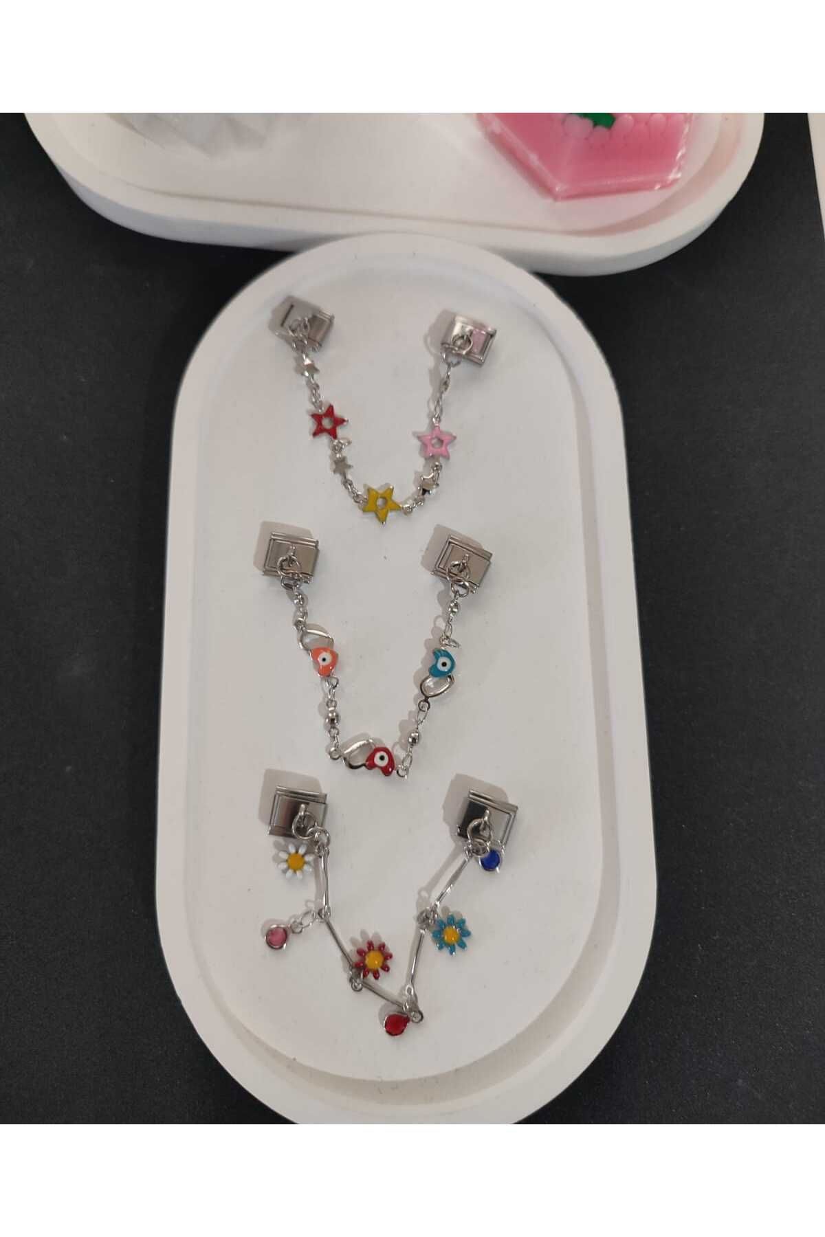 HKN AVM ACCESSORİES italyan charm sallantılı charm bileklik charmı renkli 3 ADET
