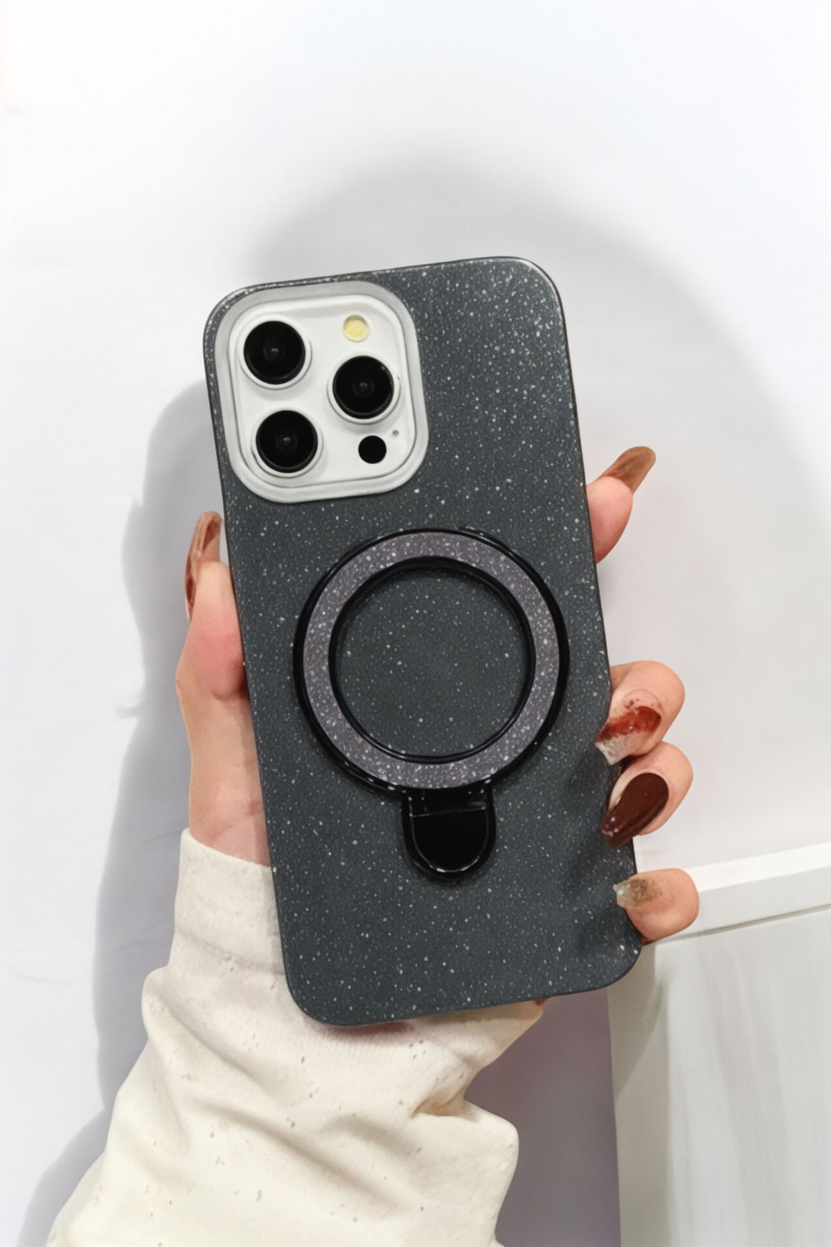 ProNorth Apple İphone 16 Pro Max Uyumlu Kılıf Simli Standlı Tasarım Premium Kılıf