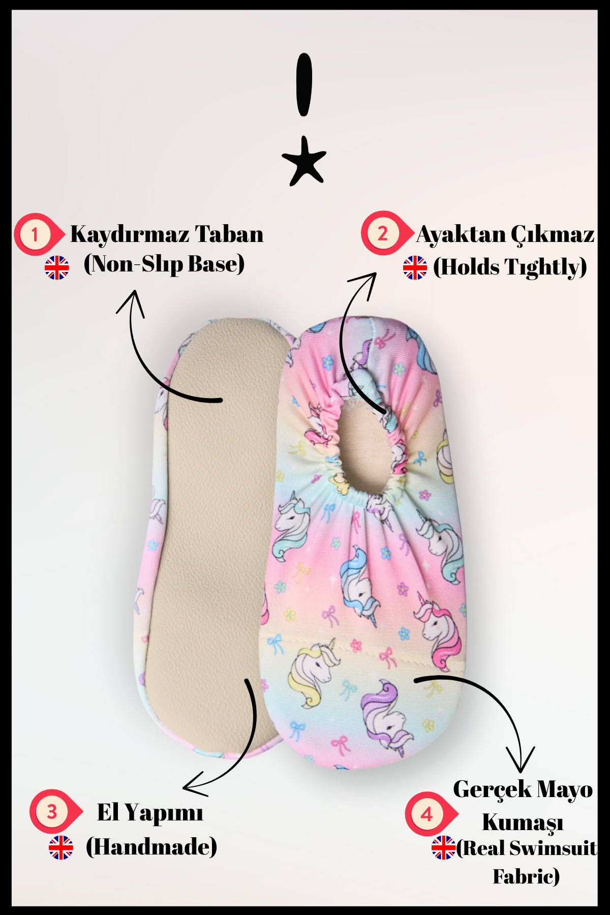 Beniizle Unisex Bebek Çocuk Kaydırmaz Taban Deniz Ayakkabısı Havuz Patiği fotoğrafı 2 (önizleme)