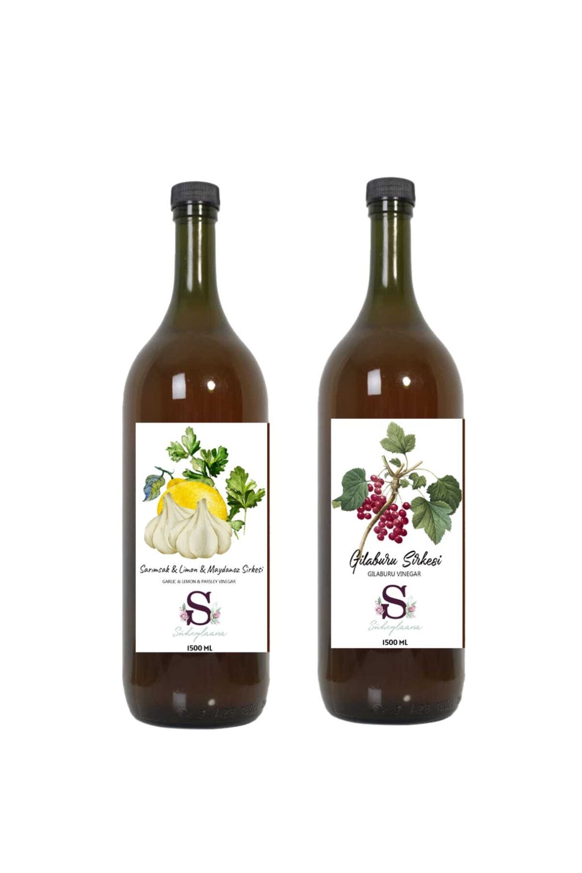 Süheylaana Doğal Sarımsak & Limon & Maydanoz Sirkesi 1500 Ml - Doğal Gilaburu Sirkesi 1500 Ml