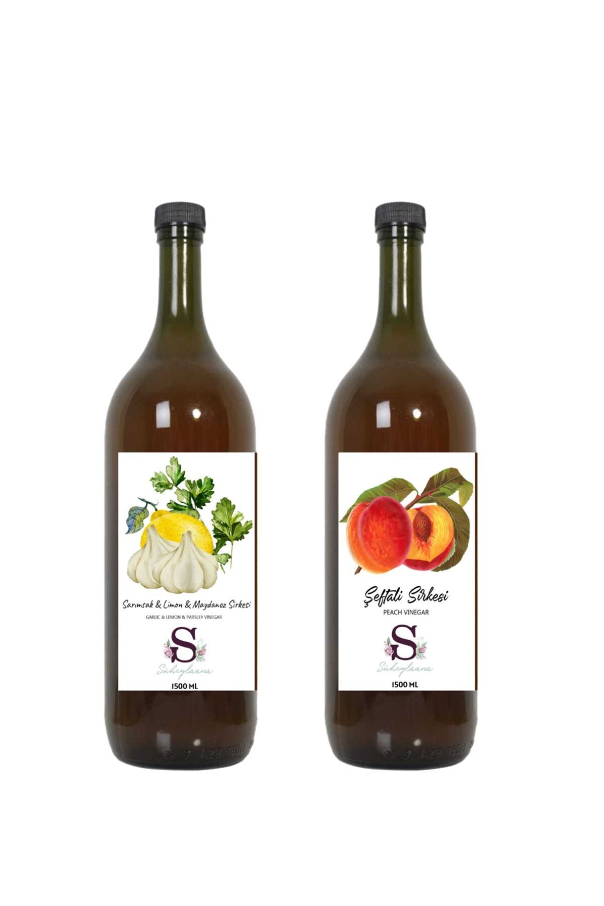 Süheylaana Doğal Sarımsak & Limon & Maydanoz Sirkesi 1500 Ml - Doğal Şeftali Sirkesi 1500 Ml