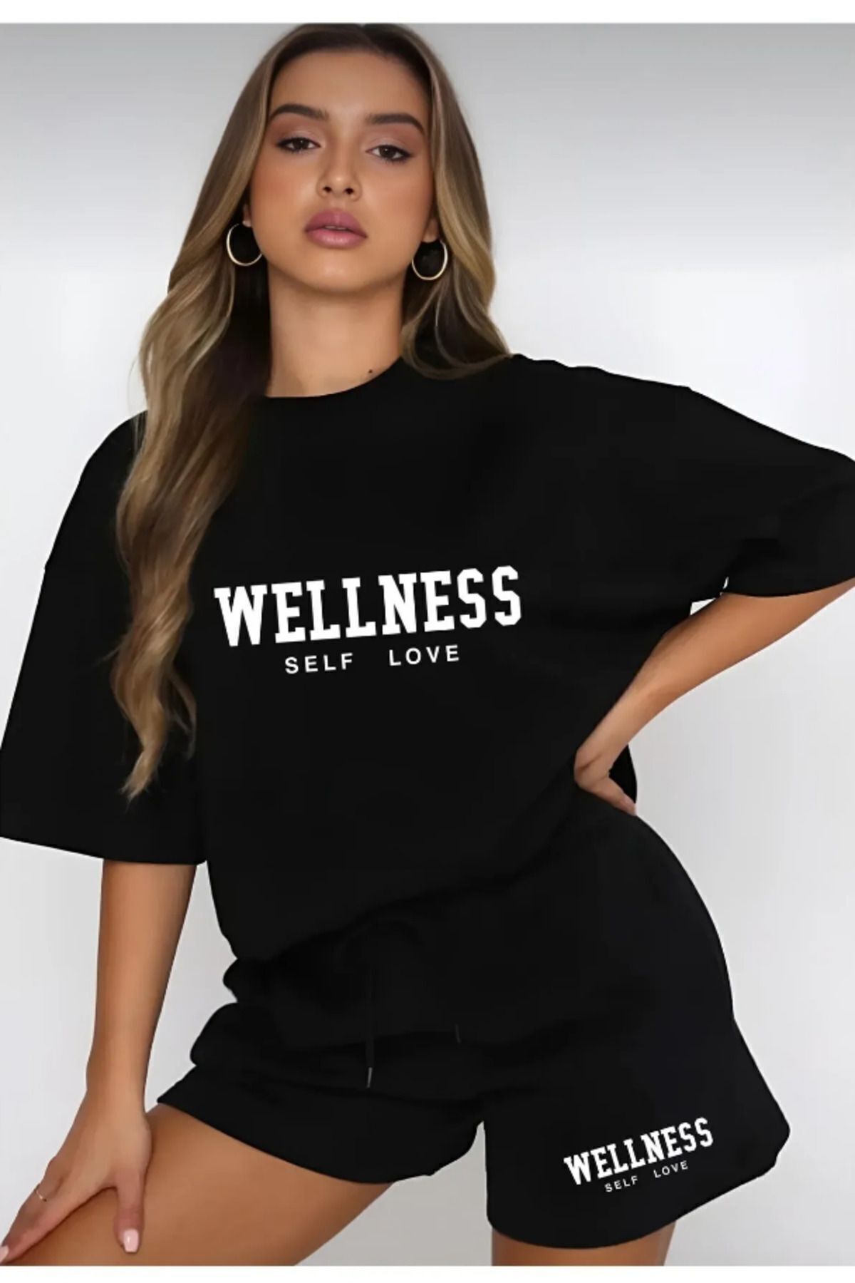 LEONE KOLEKSİYON WELLNESS Baskılı Şort ve Tişört Takımı