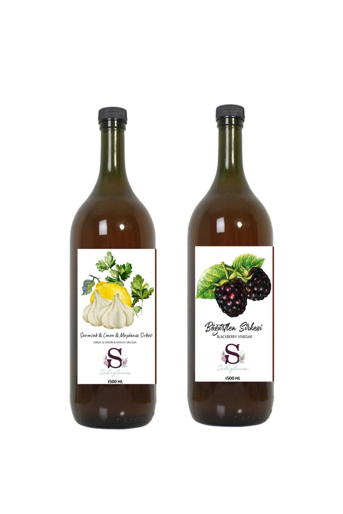Süheylaana Doğal Sarımsak & Limon & Maydanoz Sirkesi 1500 Ml - Doğal Böğürtlen Sirkesi 1500 Ml