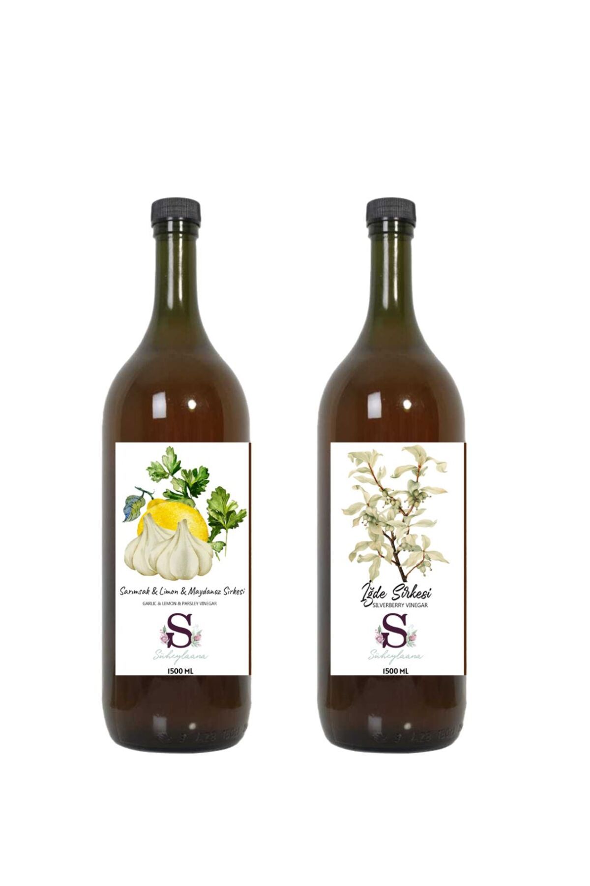Süheylaana Doğal Sarımsak & Limon & Maydanoz Sirkesi 1500 Ml - Doğal İğde Sirkesi 1500 Ml