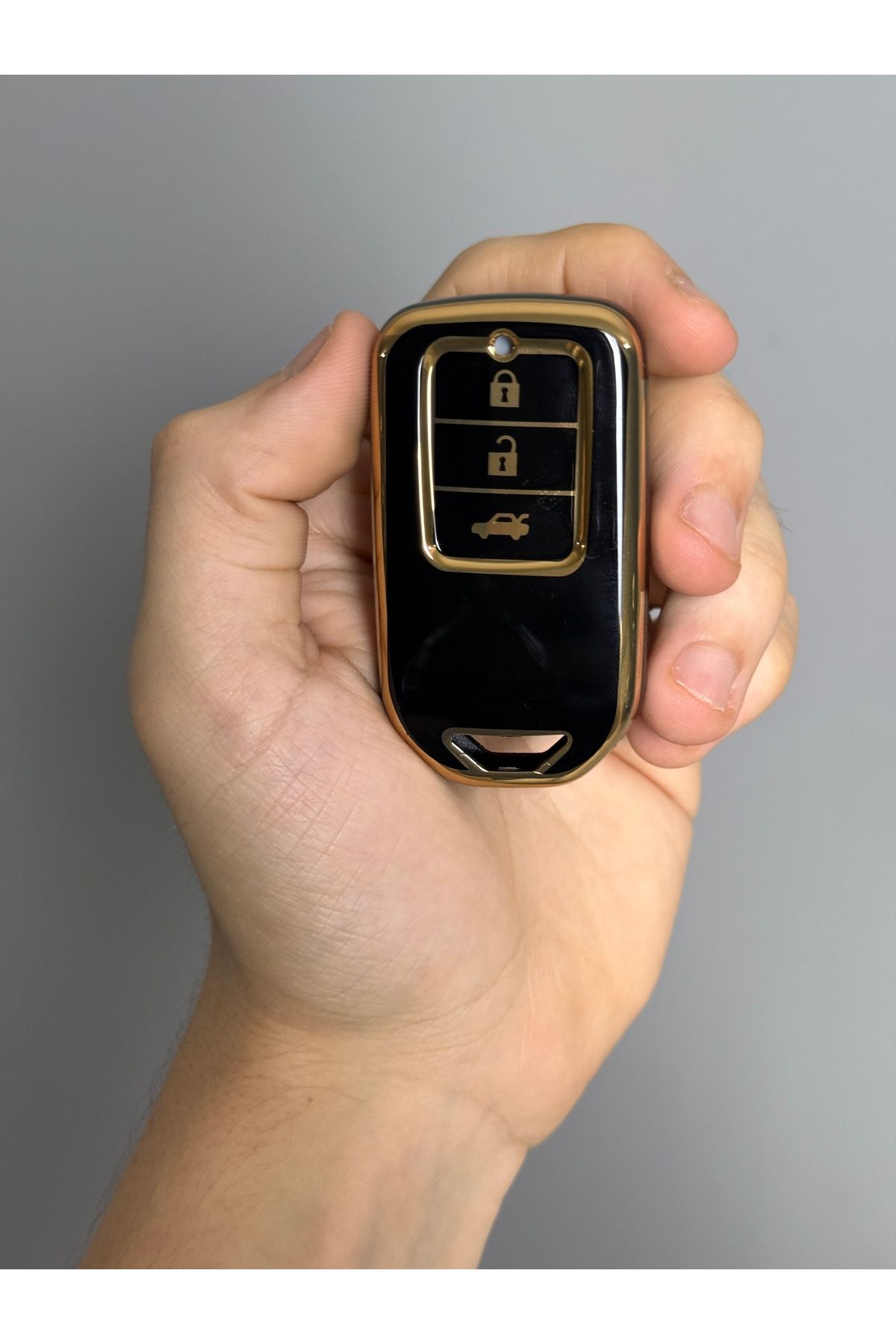 Luxe Aksesuarr Honda Civic - Cr-v - City Smart 3 Buton Koruma Anahtar Kumanda Nano Silikon Kılıfı Siyah Gold