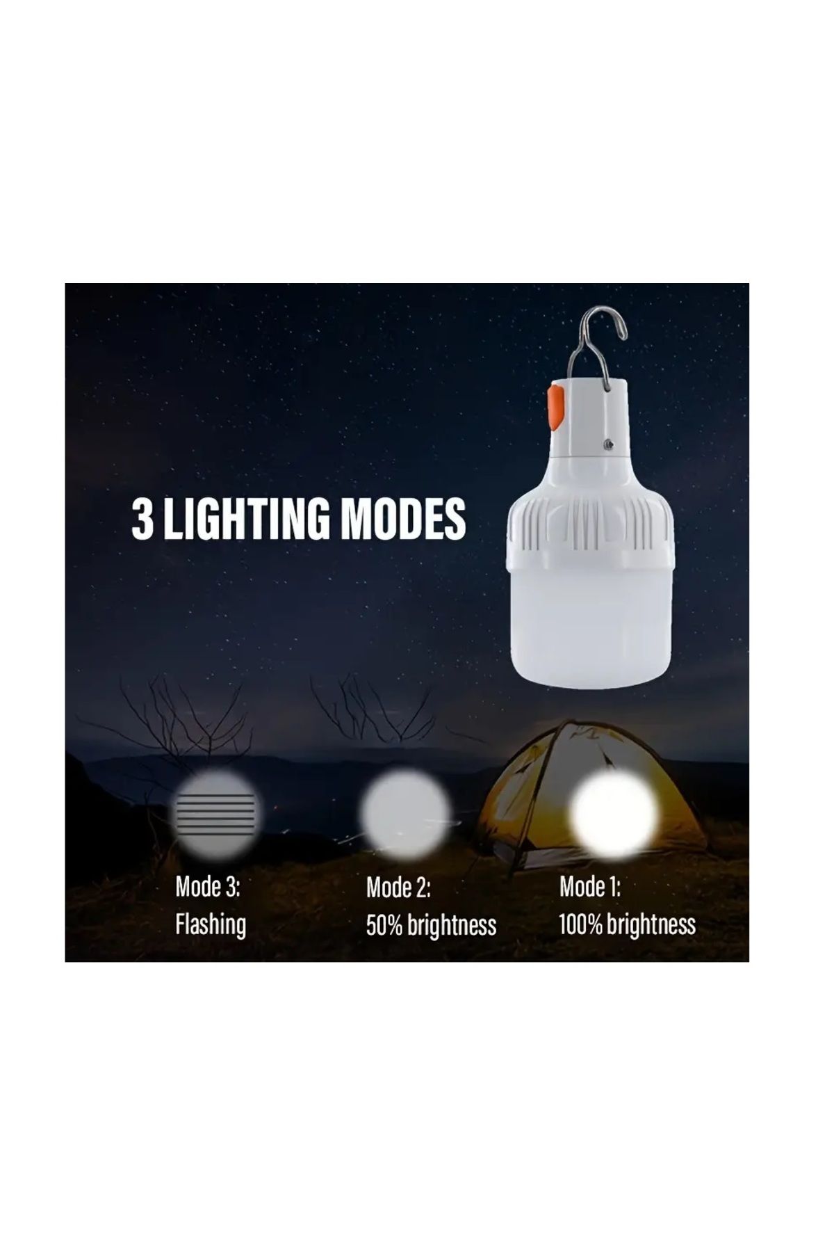 Generic-2LED Portable Emergency Lantern4Camping,Travel,USB Output,Hanging Hook,Rechargeable 150 Lumens 5