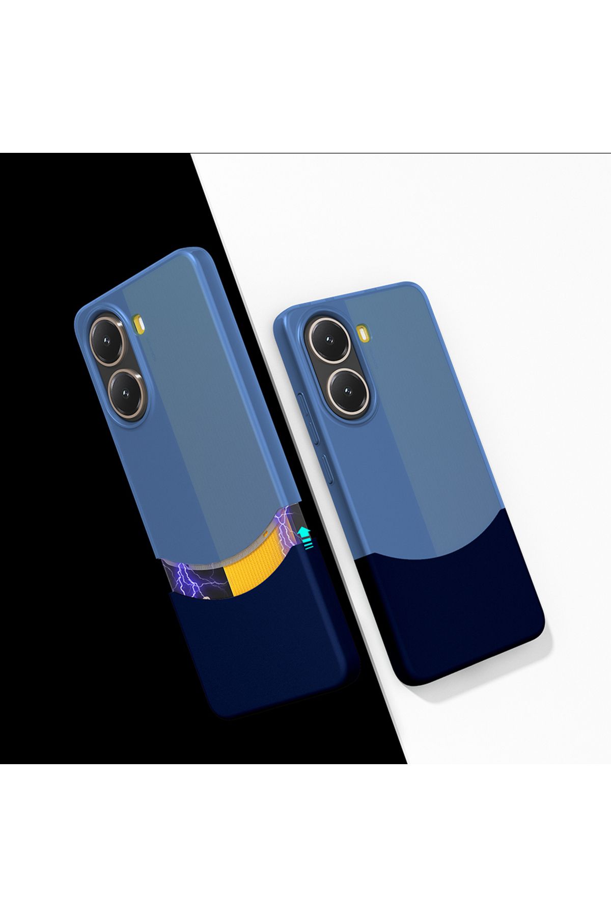 Sphone Poco X7 Pro Kılıf Yarı Transparan Çift Parça Renkli Mıknatıslı Ayrılabilen İnce Kartvizitlikli Kapak